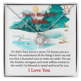To My Beautiful Mom Love Knot Necklace From Daughter, Thoughtful Present From Son, Mothers Day Gift To Mom