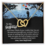 To My Girlfriend interlocking hearts Necklace, Gift for Girlfriend, Anniversary Gift for Girlfriend, Girlfriend Birthday Gift
