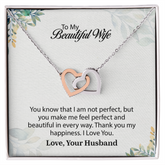 My Beautiful Wife Interlocking Hearts Necklace, Necklace for Wife, Anniversary Gift For Wife, Wife Birthday Gift