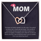 Mom Interlocking Hearts Necklace, Mothers Day Gift for Mom, Thoughtful Present from Son, Mom Necklace From daughter