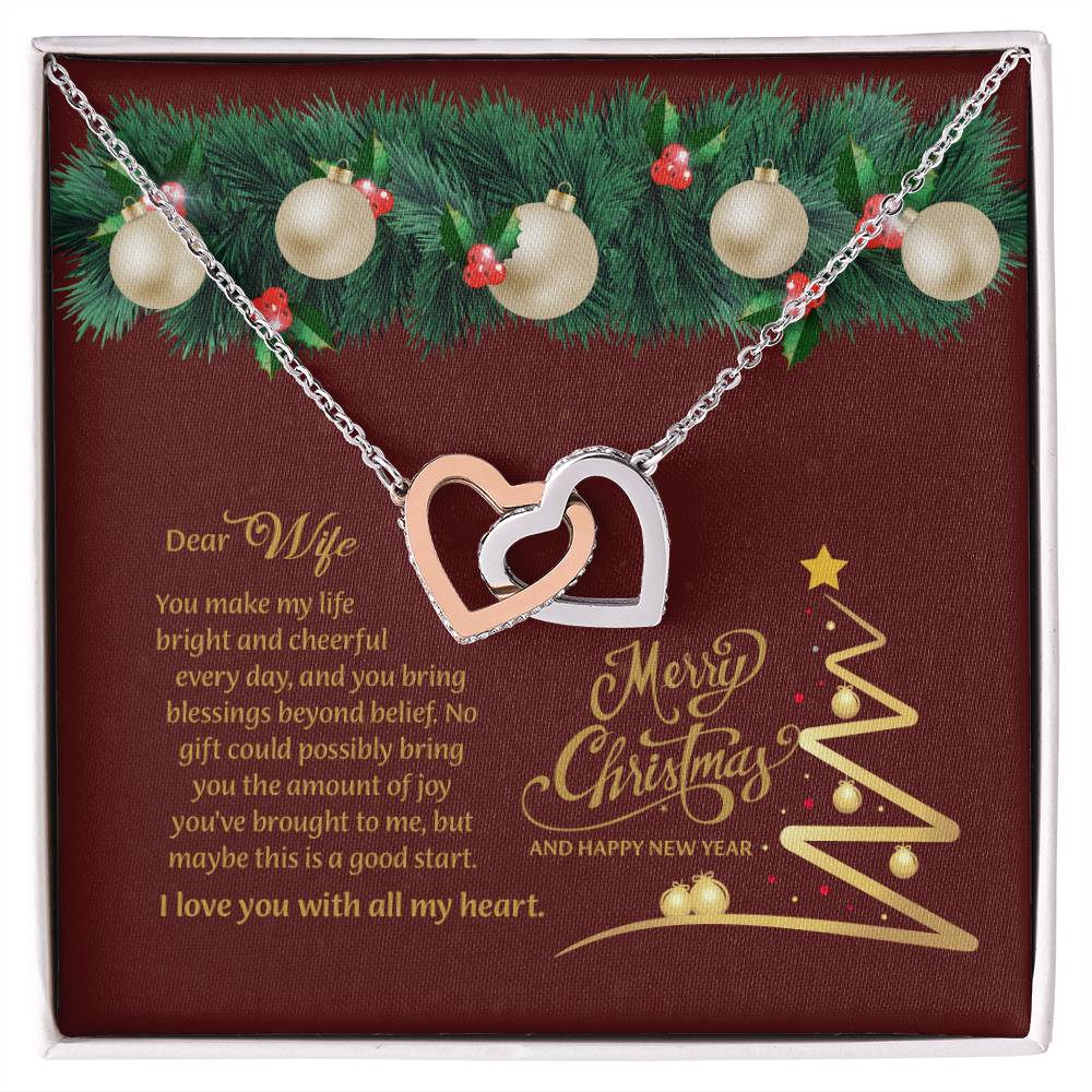 UNIDAZE Christmas Heart Necklace To My Wife, Merry Christmas Gift For Wife, Holiday Gift For Her, Necklace To Wife, Gift From Husband ShineOn Fulfillment C30028T C30028TG lx-C30028 PB23-WOOD PT-4382 TNM-1 USER-188348