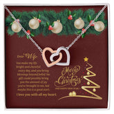 UNIDAZE Christmas Heart Necklace To My Wife, Merry Christmas Gift For Wife, Holiday Gift For Her, Necklace To Wife, Gift From Husband ShineOn Fulfillment C30028T C30028TG lx-C30028 PB23-WOOD PT-4382 TNM-1 USER-188348