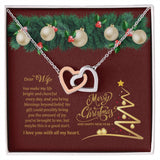 UNIDAZE Christmas Heart Necklace To My Wife, Merry Christmas Gift For Wife, Holiday Gift For Her, Necklace To Wife, Gift From Husband ShineOn Fulfillment C30028T C30028TG lx-C30028 PB23-WOOD PT-4382 TNM-1 USER-188348