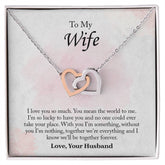 To My Wife Interlocking Hearts Necklace, Wife Jewelry, Romantic Anniversary Gift For Wife, Wife Birthday Gift, Necklace For Wife