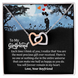 To My Girlfriend interlocking hearts Necklace, Gift for Girlfriend, Anniversary Gift for Girlfriend, Girlfriend Birthday Gift