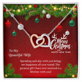 UNIDAZE Christmas Heart Necklace To My Beautiful Wife - Merry Christmas Gift For Wife - Holiday Gift For Her - Necklace To Wife - Gift From Husband ShineOn Fulfillment C30028T C30028TG lx-C30028 PB23-WOOD PT-4382 TNM-1 USER-188348