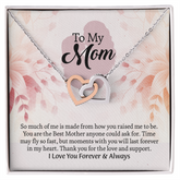 To My Mom Interlocking Hearts Necklace, Mothers Day Gift for Mom, Thoughtful Present from Son, Mom Necklace From daughter