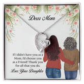 Dear Mom Forever Love Necklace, Mothers Day Necklace, Mom Birthday Gift From Daughter, Message Card Jewelry For Mom