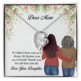 Dear Mom Forever Love Necklace, Mothers Day Necklace, Mom Birthday Gift From Daughter, Message Card Jewelry For Mom