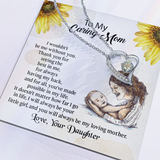 To My Mom Forever Love Necklace, Mothers Day Necklace, Mom Birthday Gift from Daughter, Message Card Jewelry For Mom