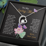 To My Mom Necklace, Mothers Day Necklace To Mom, Mom Birthday Gift from Son, Message Card Jewelry For Mom