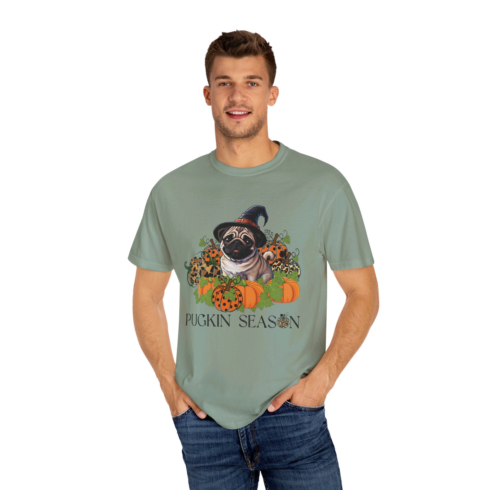 Fall Pug Shirt, Pugkin Season Shirt, Leopard Print Pumpkin T-shirt, Cute Dog Lover Graphic Tee, Halloween Party Gift Tshirt