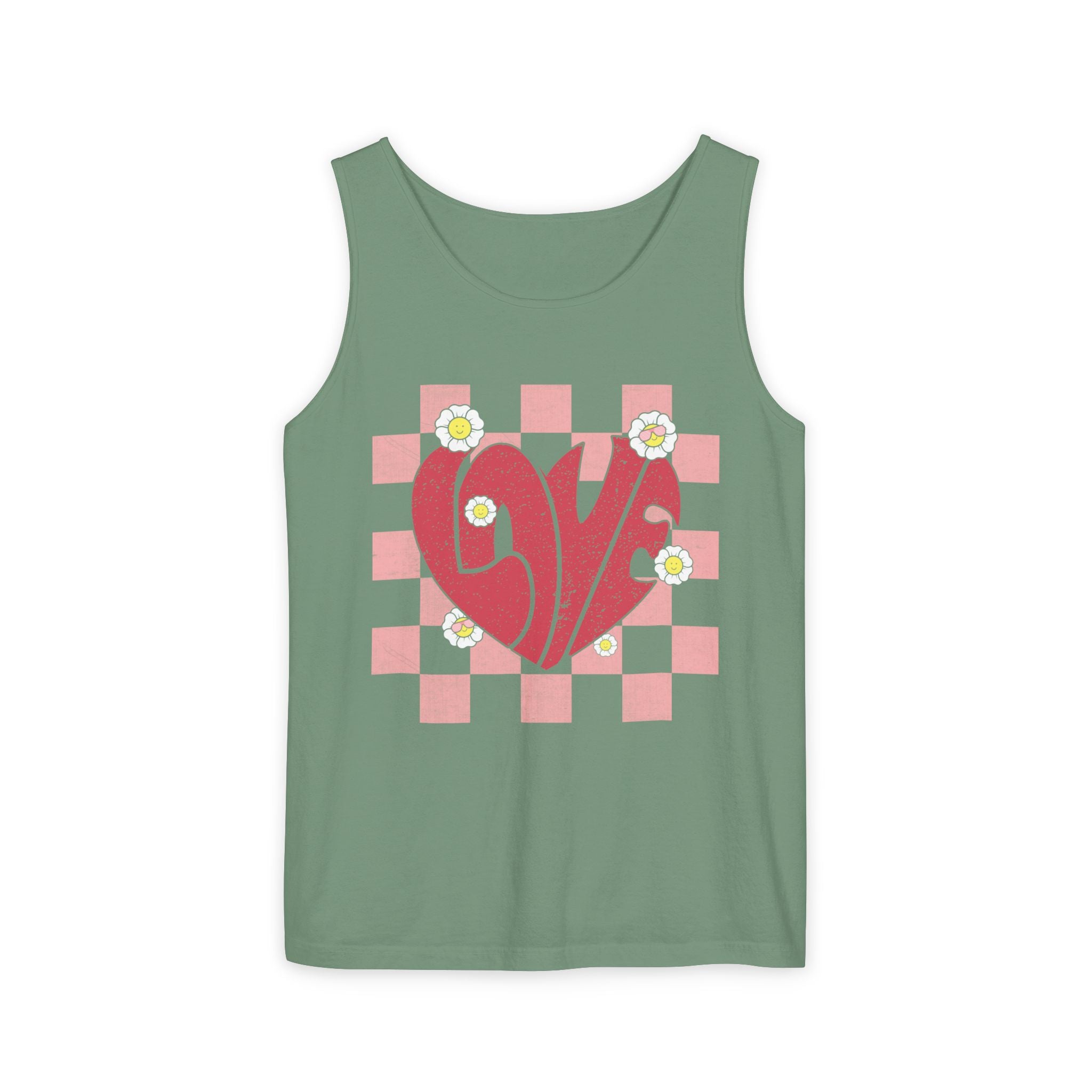 Valentine Heart Tank Top, Retro Love Shirt, Love T-Shirt, Valentines Day Gift, Checker heart tee, Heart Love Tank Top