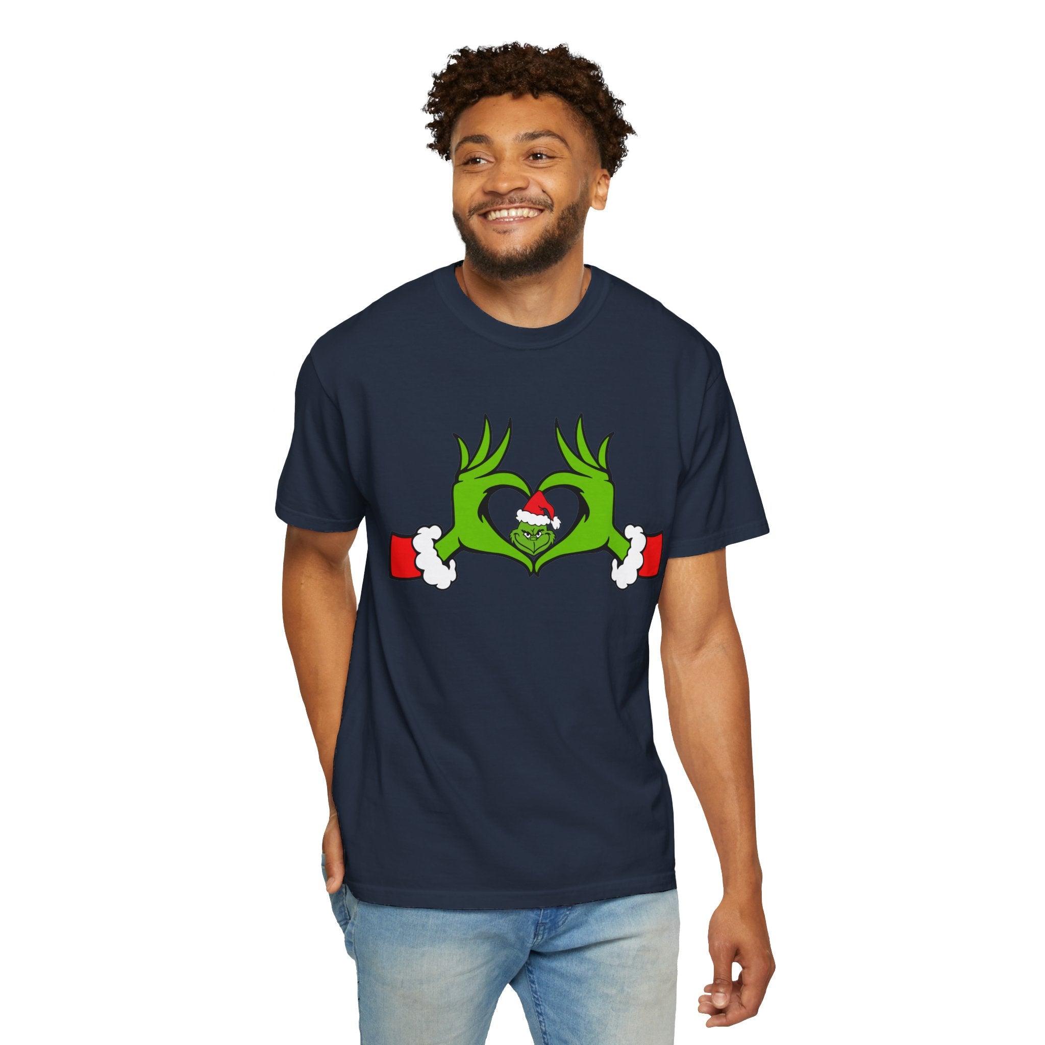 Grinch Heart Hands Graphic Tees, Grinch T-Shirt, Christmas Shirt, Xmas Clothing, Holiday T Shirts, Christmas Gifts, Christmas Party Shirt, Grinchmas T-shirt