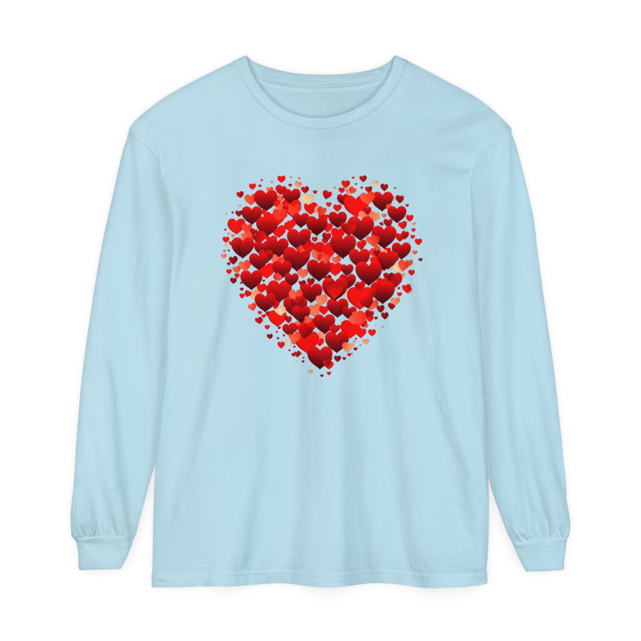 Valentines Day Red Heart Long Sleeve T-Shirt, Anniversary Love Long Sleeve Shirt, Double Heart Sweatshirt, Birthday Red Heart Shirt, Mothers Day Tee