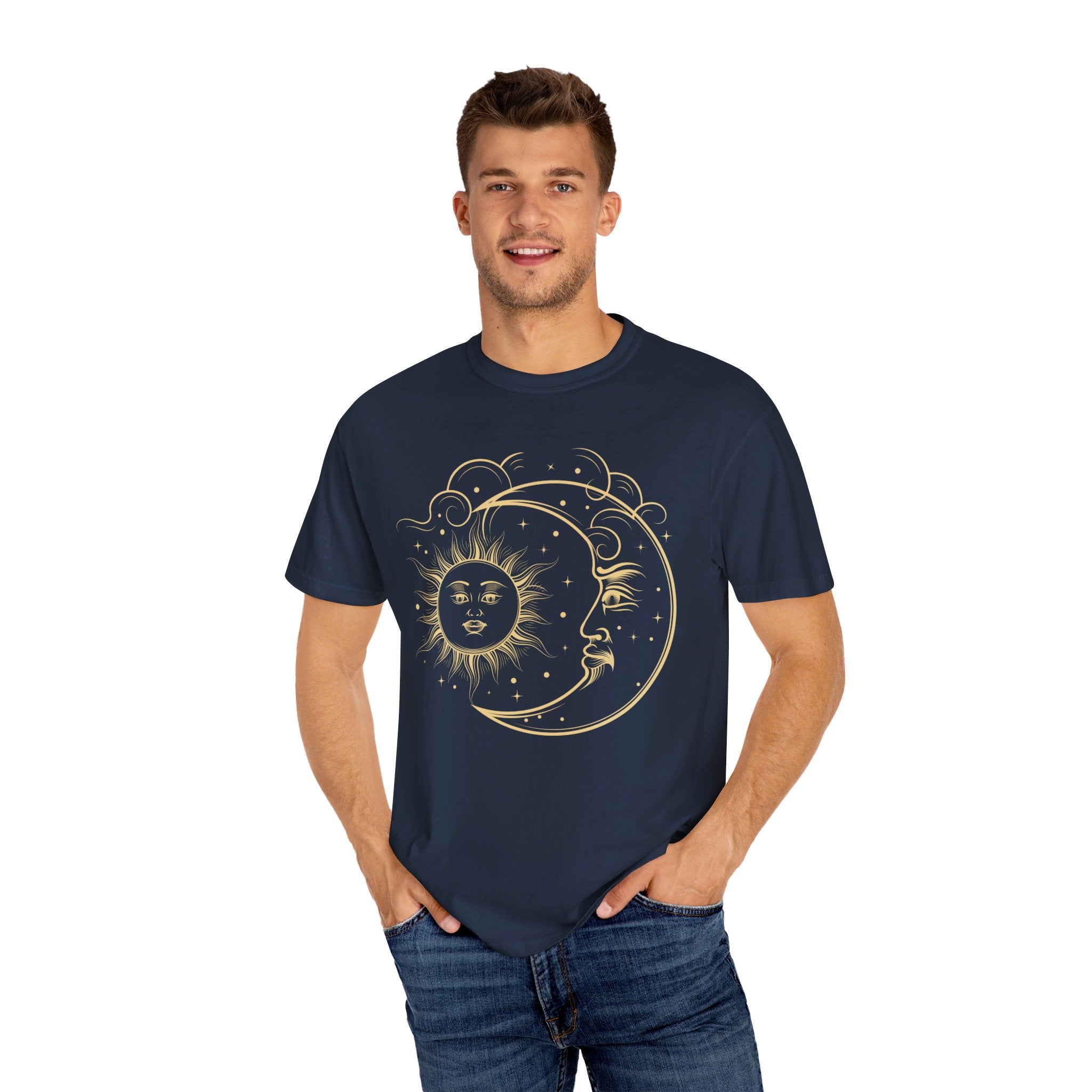 Celestial Sun Moon Shirt, Mystical Sun Moon T shirt, Boho Vintage Feel Celestial Sun Moon Shirt, Moon Phases Gift, Boho Sun Shirt