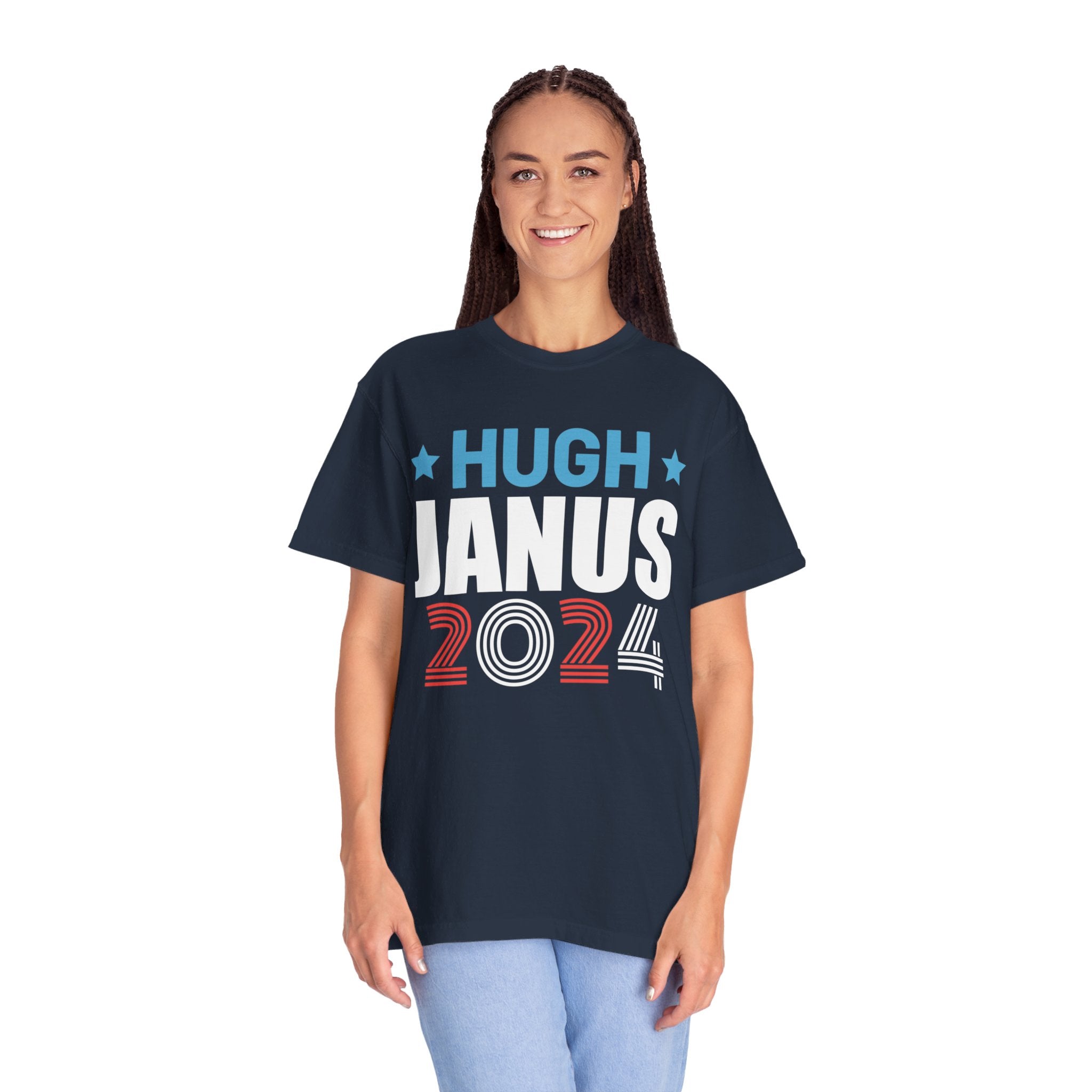 UNIDAZE Hugh Janus Hilarious Funny Political Unisex T-shirt Printify 2024 election tee 4th of july gift tee american politics barry mccockiner Cotton Crew neck dad gift DTG enorma scox funny election shirt funny political funny politics hilarious political hugh janus Men's Clothing offensive shirts Oversized political humor T-shirts TikTok Unisex usa political shirts Women's Clothing