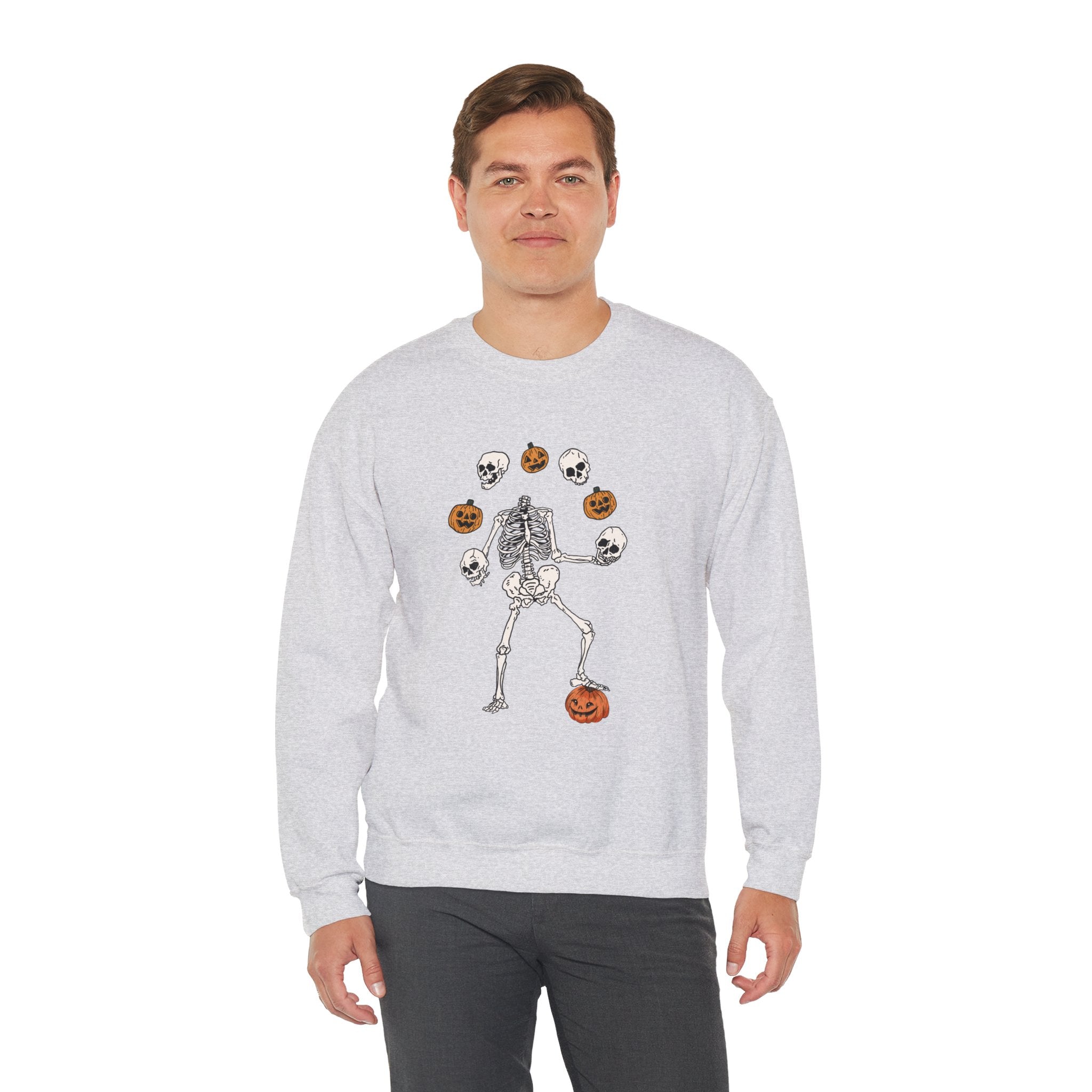 Dancing Skeleton Sweatshirt, Pumpkin Sweater, Pumpkin Skeleton Shirt, Fall Sweatshirt, Halloween Party Sweatshirt, Spooky Season Sweatshirt