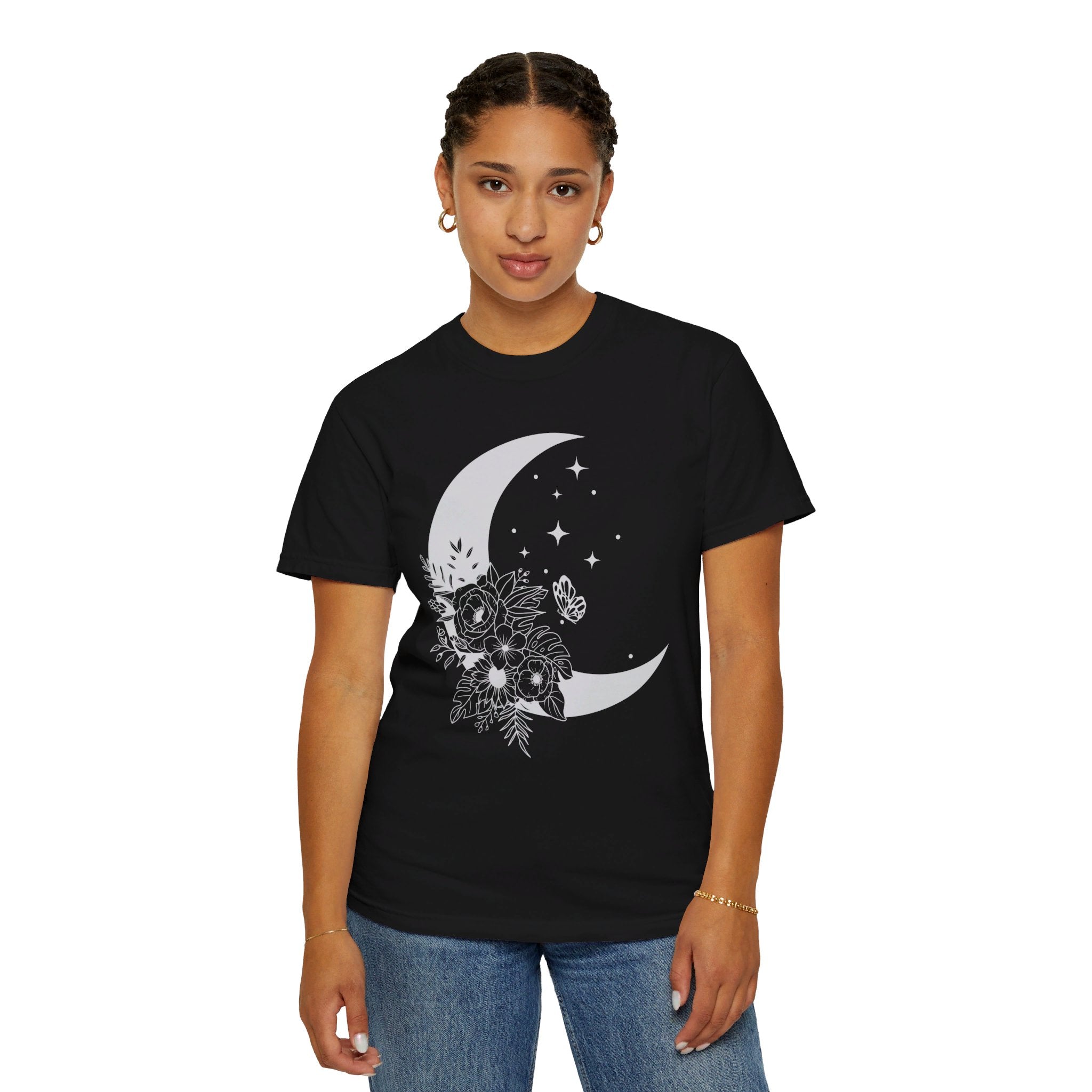 Floral Moon Shirt, Moon Shirt, Mystical Shirt, Moon Phases Shirt, Moon Boho Shirt, Astronomy T-Shirt, Wild Flower Tee, Wild Moon Shirt