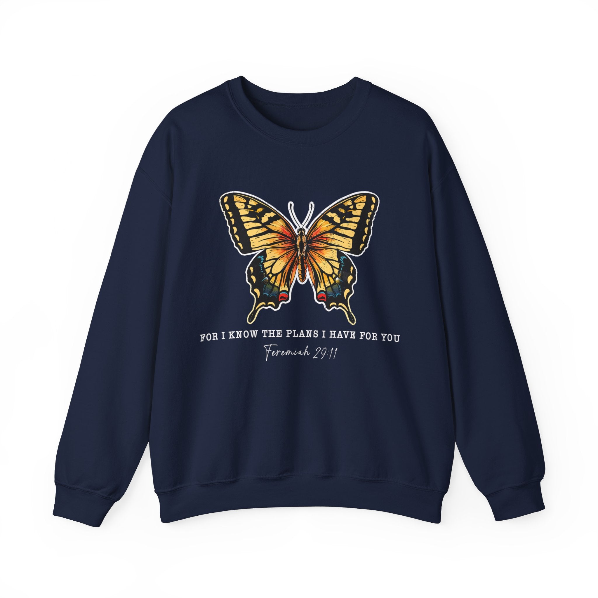 Butterfly Bible Verse Sweatshirt, Religious Shirt, Inspirational Quotes, Christian Shirt, For I Know The Plans I Have For You, Positive Sayings