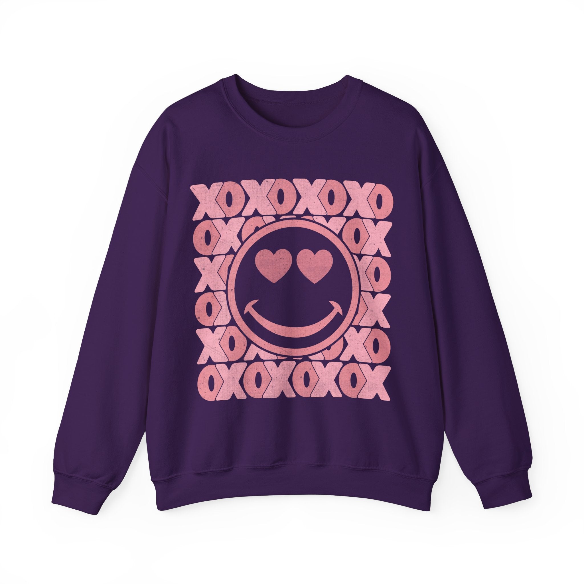 XOXO Smiley Face Sweatshirt, Valentines Smile Shirt, Retro Happy Face Crewneck, Trendy Sweatshirt, Cute Valentines Outfit