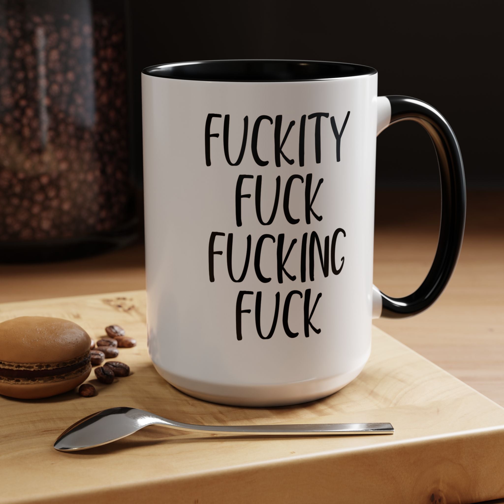 Fuckity Fuck Mug, Sarcastic Coffee Mug, Funny Birthday Gift, Large Coffee Mug, Double Sided Minimalist Mug, Gag Gifts for Men, Snarky Mugs