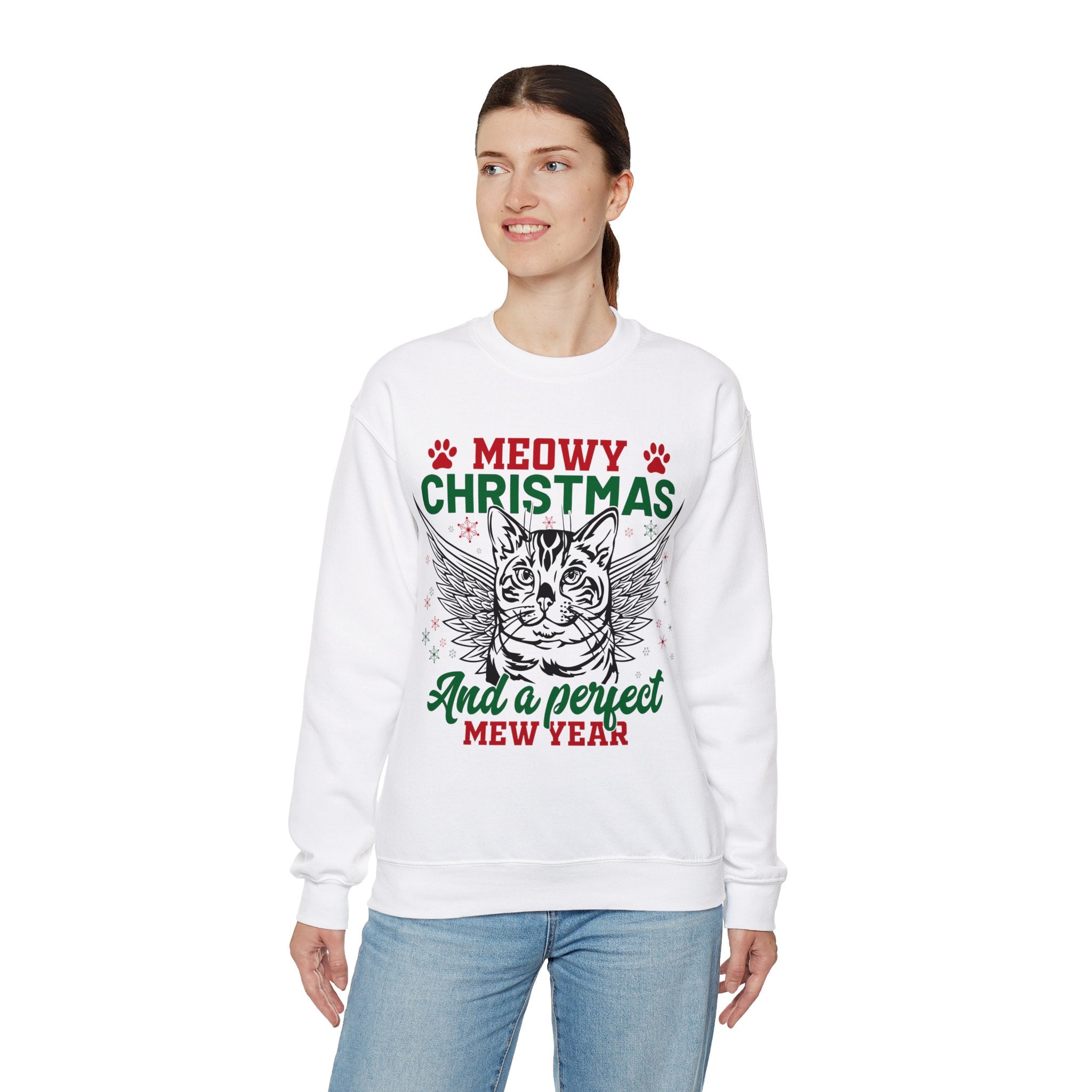 Christmas Cat Sweatshirt, Meowy Christmas Sweatshirt, Trendy Christmas Sweatshirt, Happy New Year, Funny Cat Sweatshirt, Meowy Sweatshirt