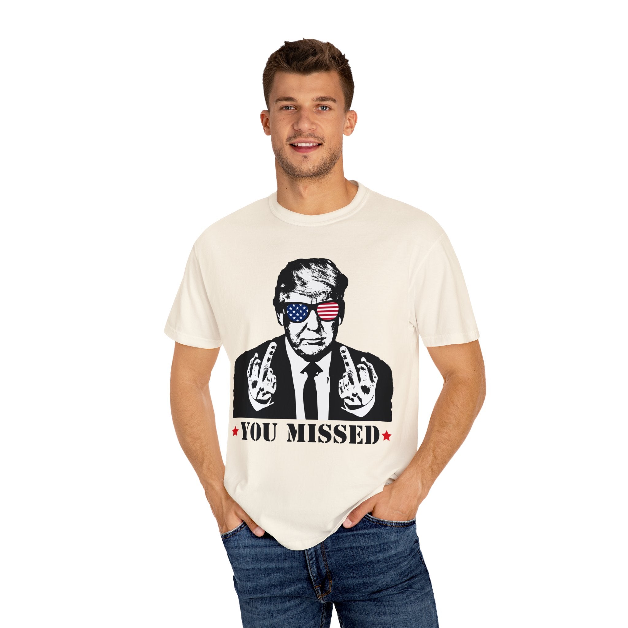 Trump Shirt, You Missed Trump Shirt, Assassination Attempt Trump T-Shirt, Middle Fingers Trump Tee, Presidential Election, Stand With Trump