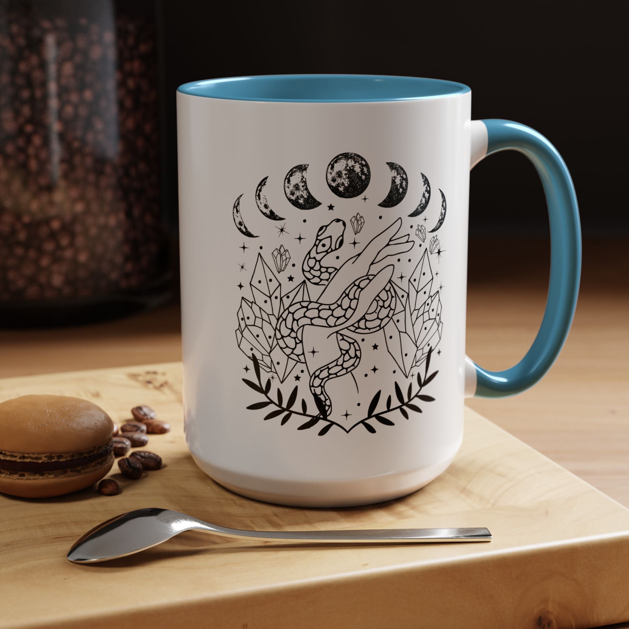 Celestial Snake Coffee Mug, Moon Phase Snake Mug, Coffee Mug, Unique Mystic Coffee Cup