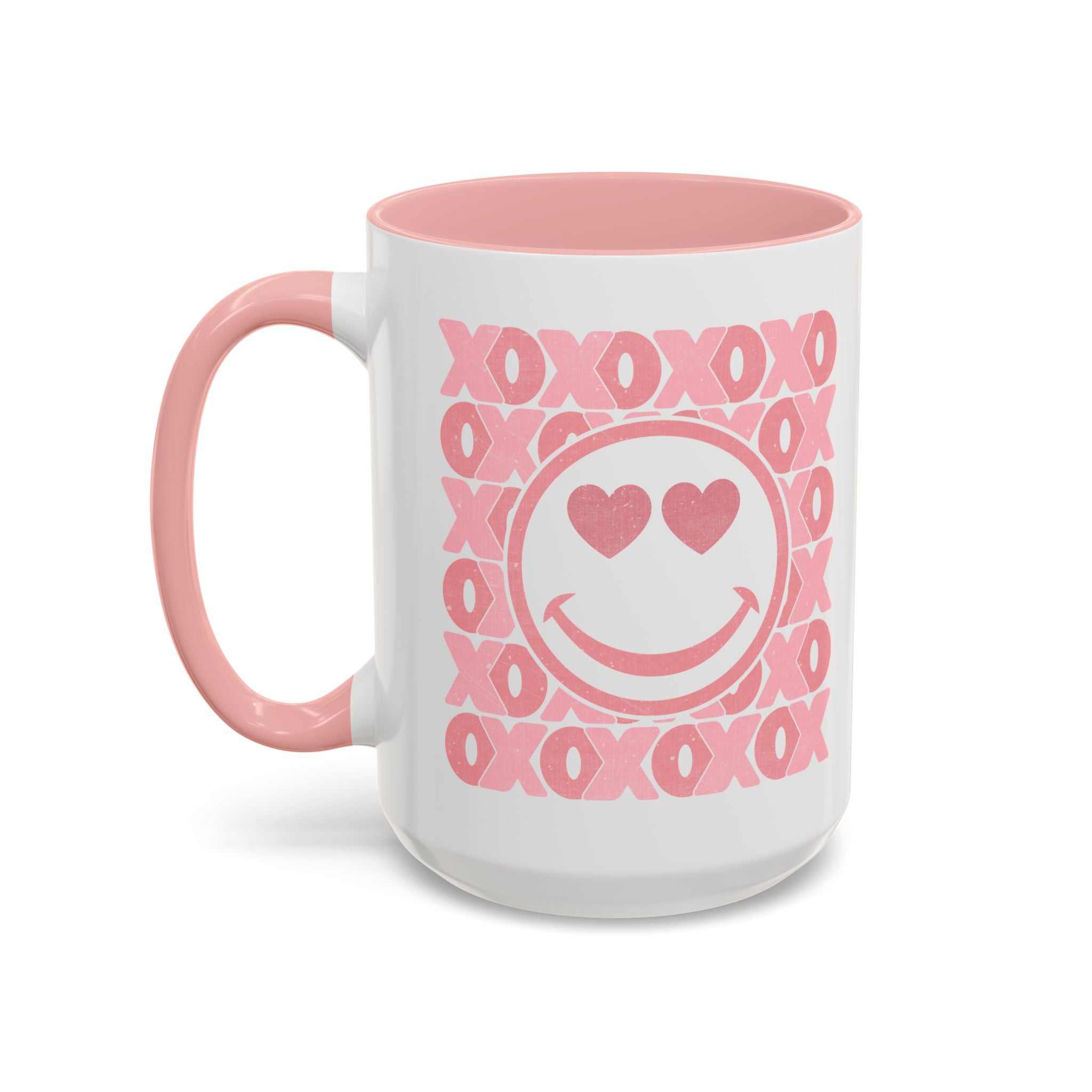 XOXO Smiley Face Coffee Mug, Pink Smiley Face Mug, Valentines Decor, Galentines gift, XOXO Coffee Cup, Party Favors, Cute Coffee Mug