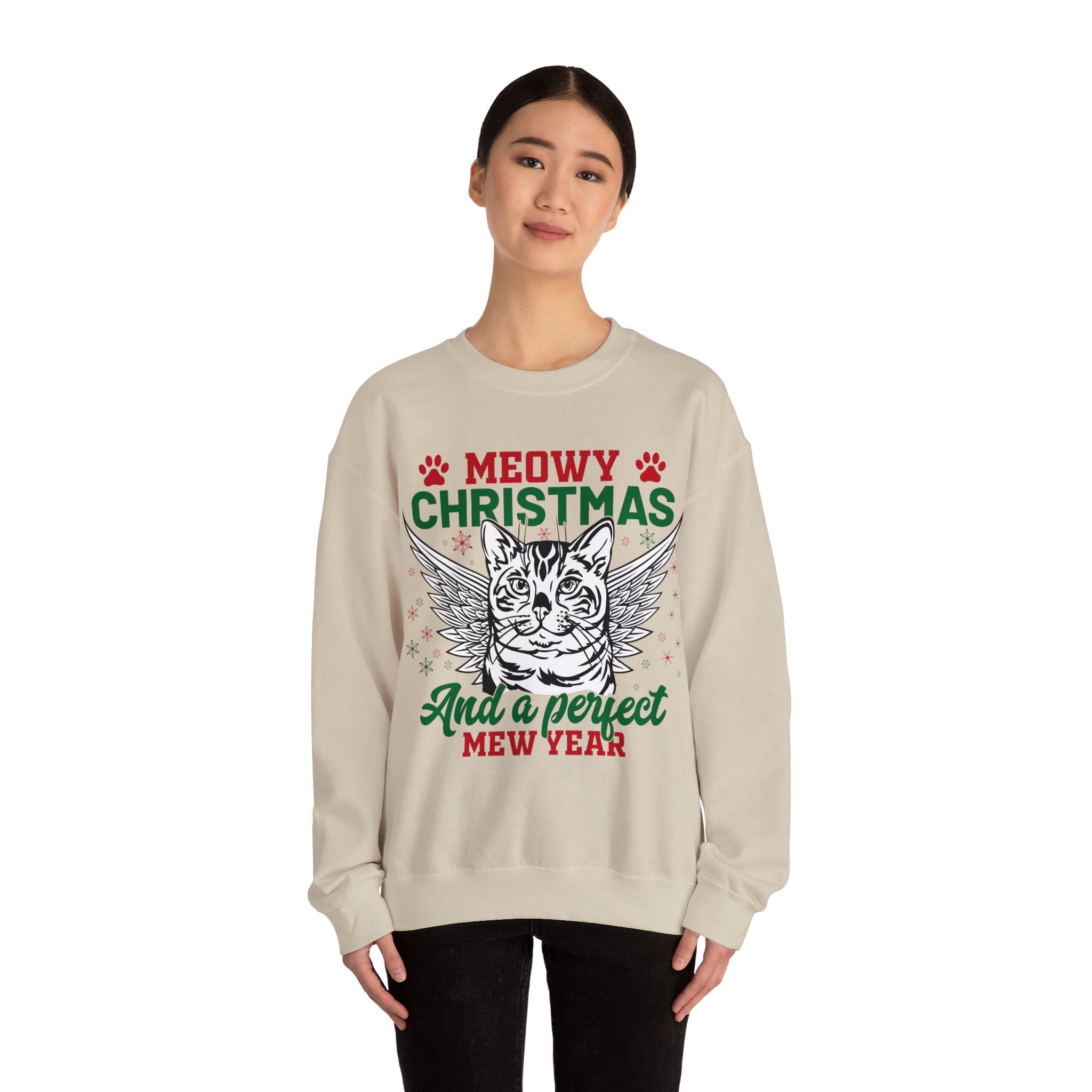 Christmas Cat Sweatshirt, Meowy Christmas Sweatshirt, Trendy Christmas Sweatshirt, Happy New Year, Funny Cat Sweatshirt, Meowy Sweatshirt