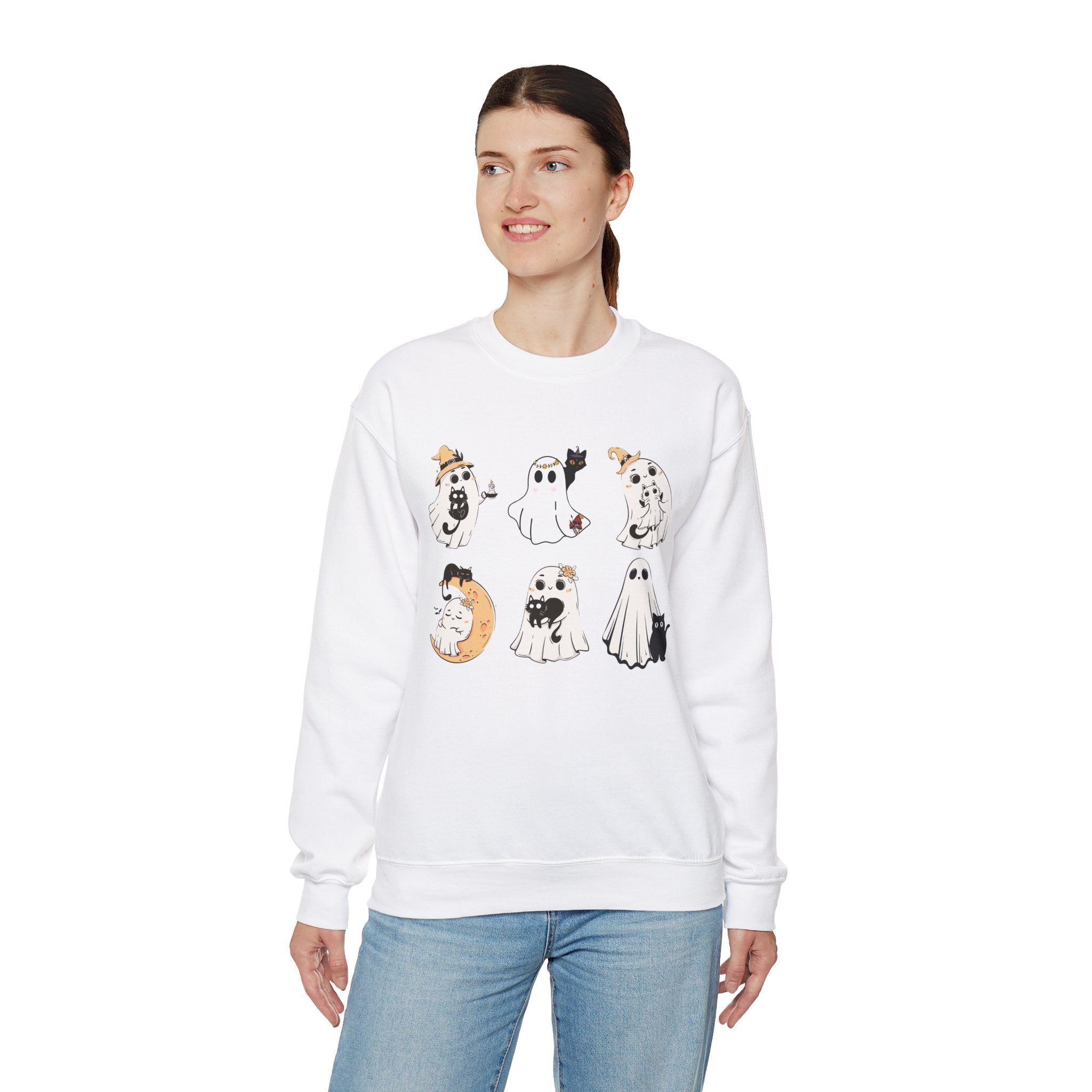 Ghost Cat Sweatshirt, Cat Halloween Shirt, Cat Ghost T-Shirt, Cat Lover Tshirt, Spooky Season Shirt, Halloween Sweater,Trendy Halloween Gift