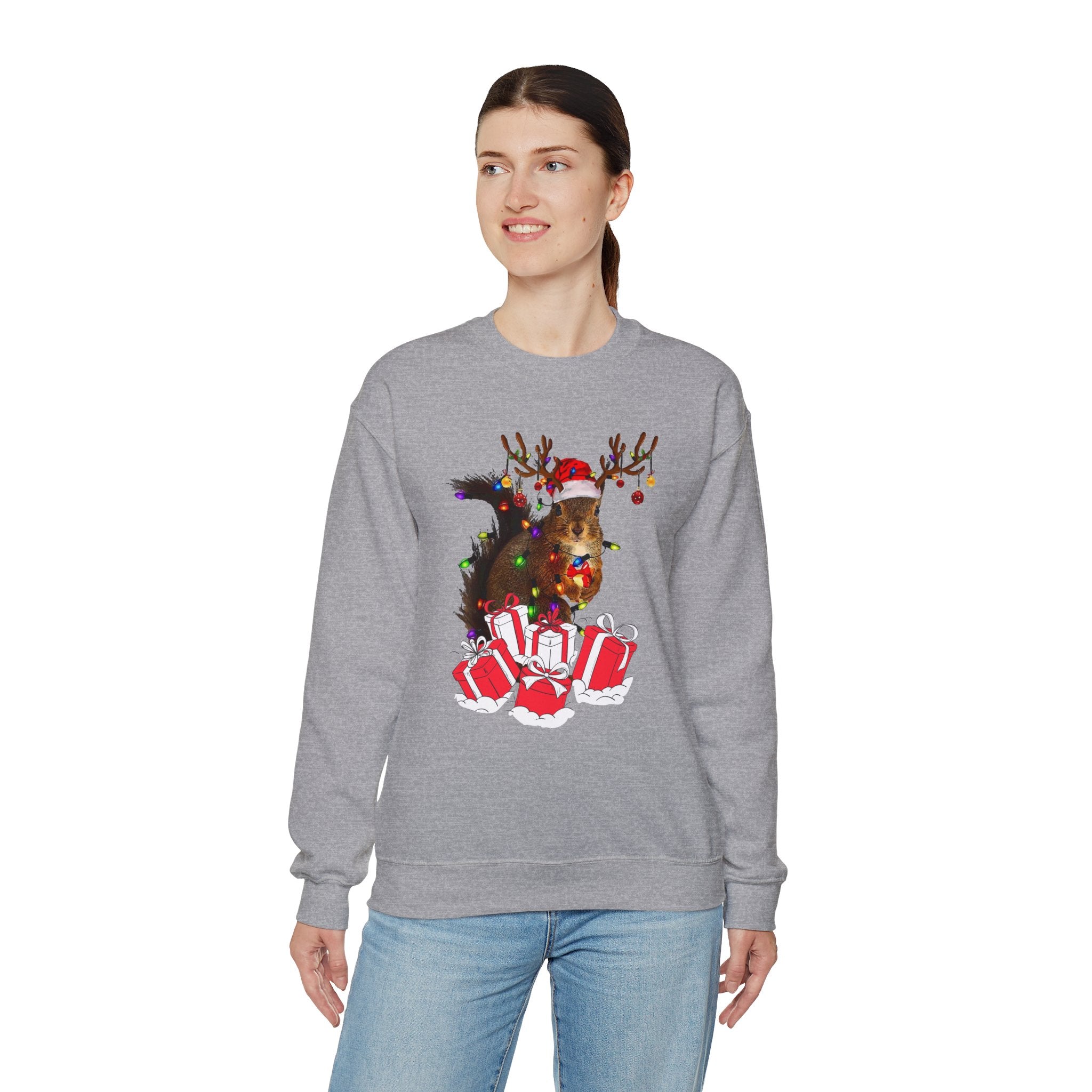 Christmas Squirrel Lights Sweatshirt, Christmas Sweatshirt, Funny Christmas Sweat, Christmas Gift Sweater, Holiday Crewneck