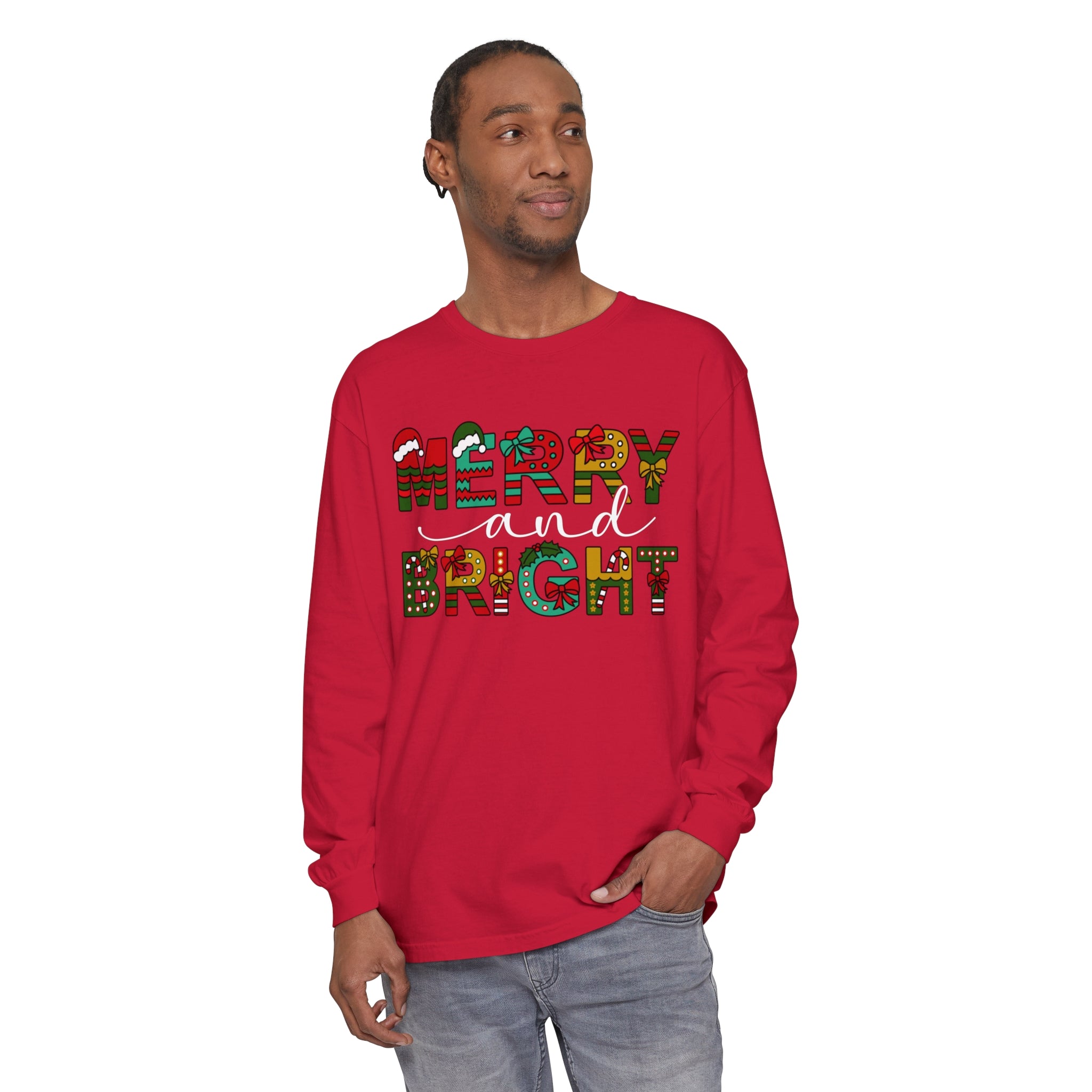 Merry and Bright Christmas Long Sleeve Shirts Christmas Shirts For Women Merry and Bright Shirt Cute Festive Gift Festive Holiday Shirts Cute XMAS Gift