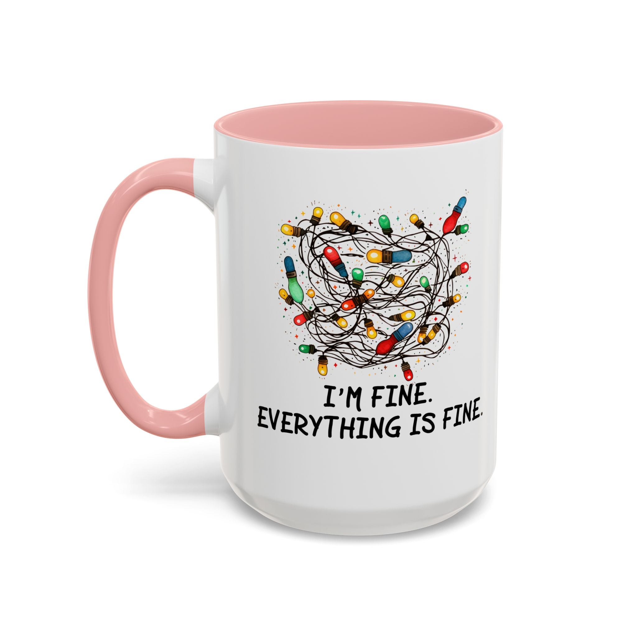 I'm Fine Everything Is Fine Christmas Mug, Christmas Lights Mug, Funny Coffee Mug, Tangled Lights, Crazy Shopping Christmas Mug, Madness