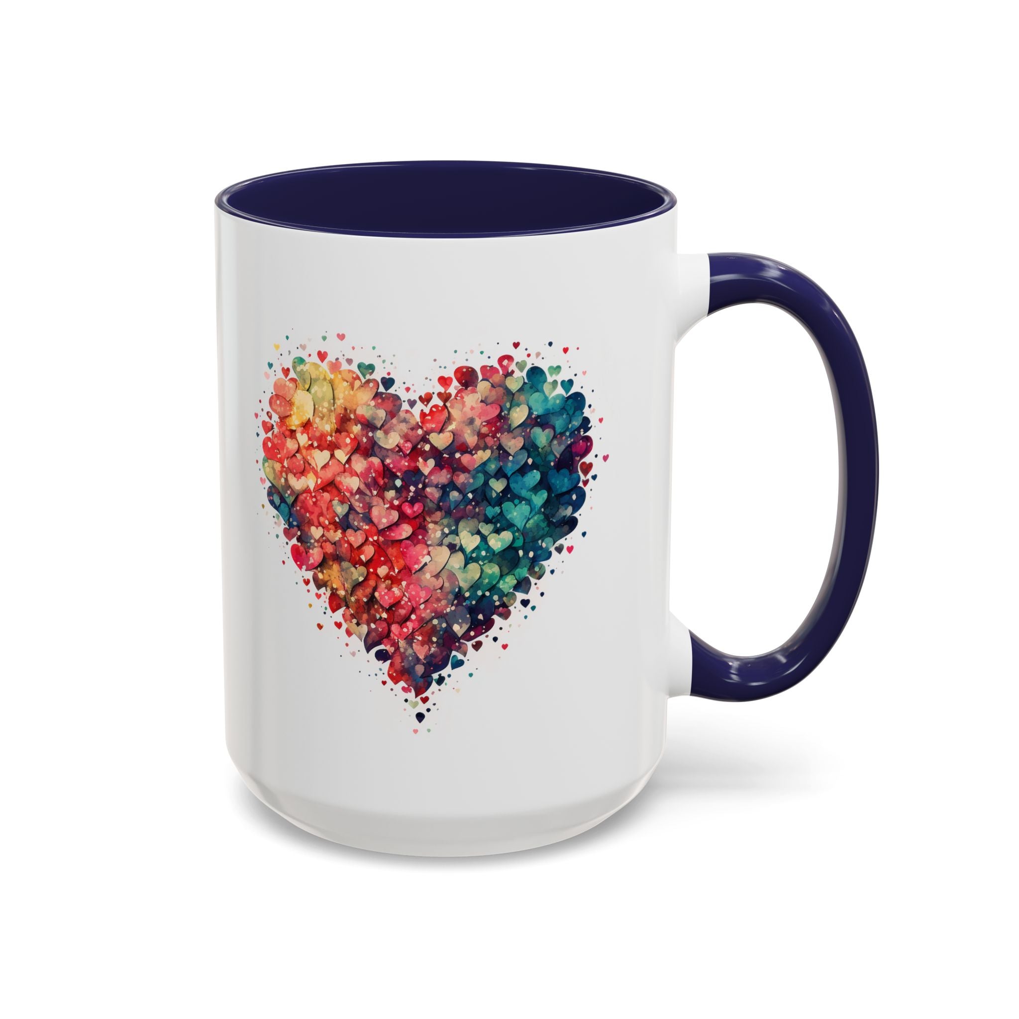 Watercolor Heart Coffee Mug, Heart Mug, Two-Tone Coffee Mugs, 11oz & 15oz Mug, Watercolor Heart Mug