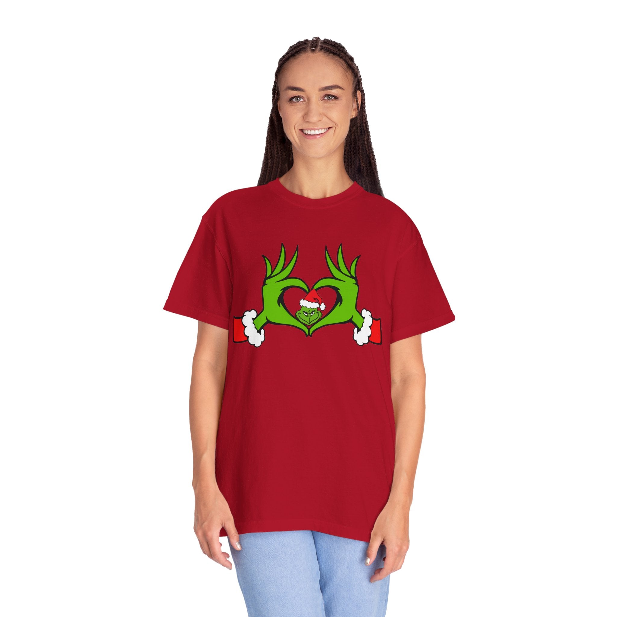 Grinch Heart Hands Graphic Tees, Grinch T-Shirt, Christmas Shirt, Xmas Clothing, Holiday T Shirts, Christmas Gifts, Christmas Party Shirt, Grinchmas T-shirt