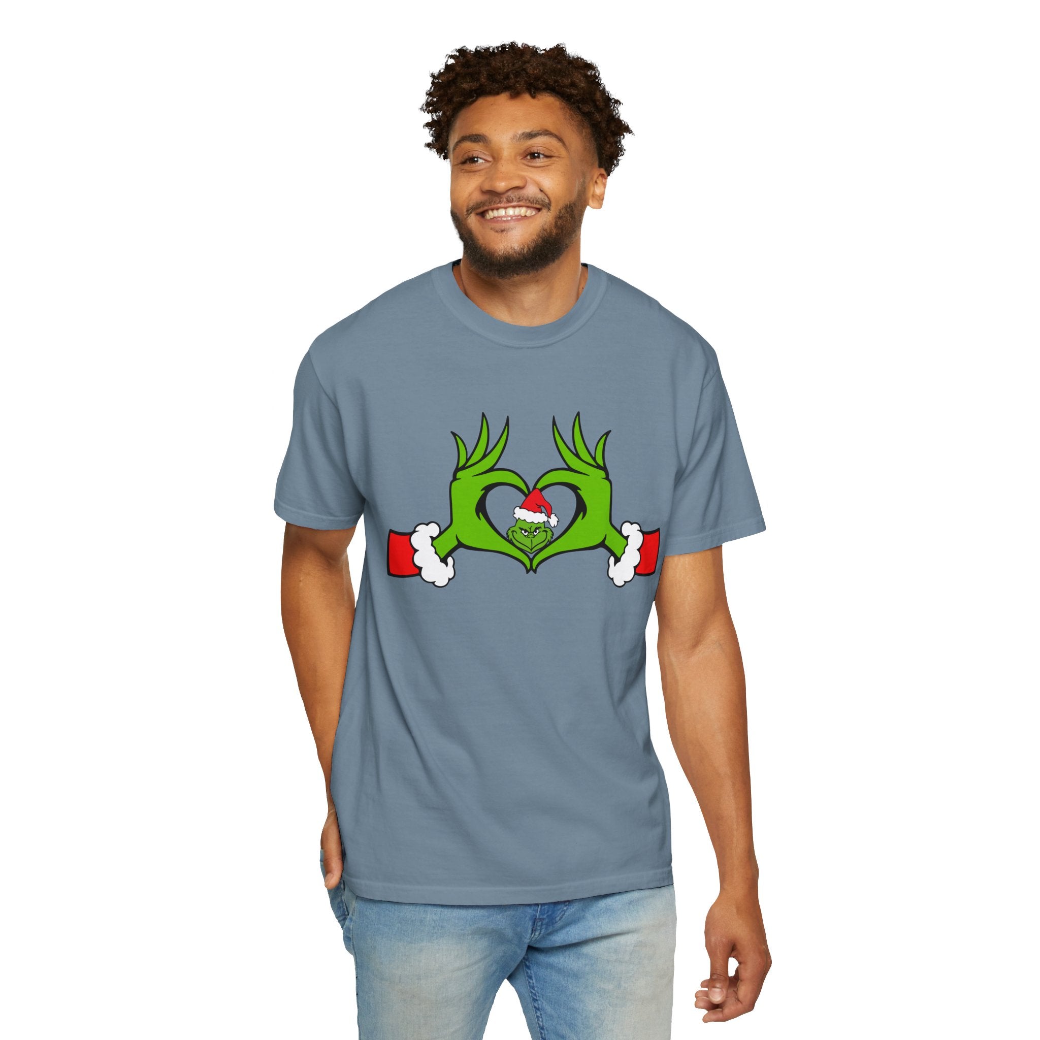 Grinch Heart Hands Graphic Tees, Grinch T-Shirt, Christmas Shirt, Xmas Clothing, Holiday T Shirts, Christmas Gifts, Christmas Party Shirt, Grinchmas T-shirt