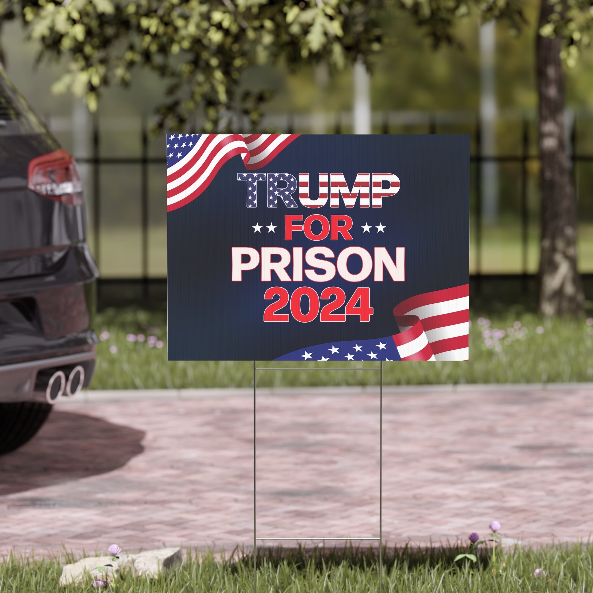 Trump for Prison 2024 Yard Sign, Fun Anti Trump Yard Sign with Metal H-Stake, Coroplast American USA Biden For President 2024