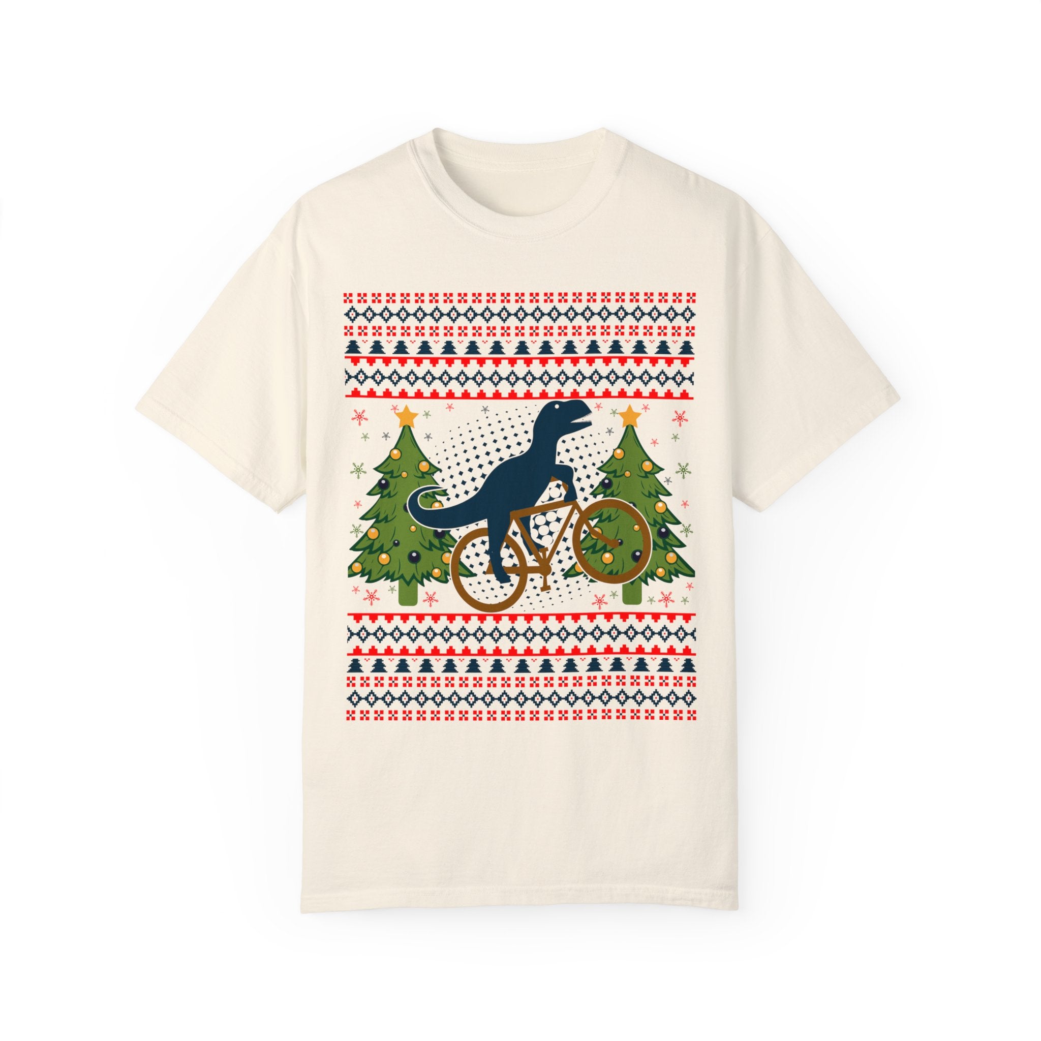 Ugly Christmas Dinosaur Riding Bike Shirt, Dinosaur Christmas Sweater, Dino Riders Tshirt, Dinosaur on a Bike Shirt