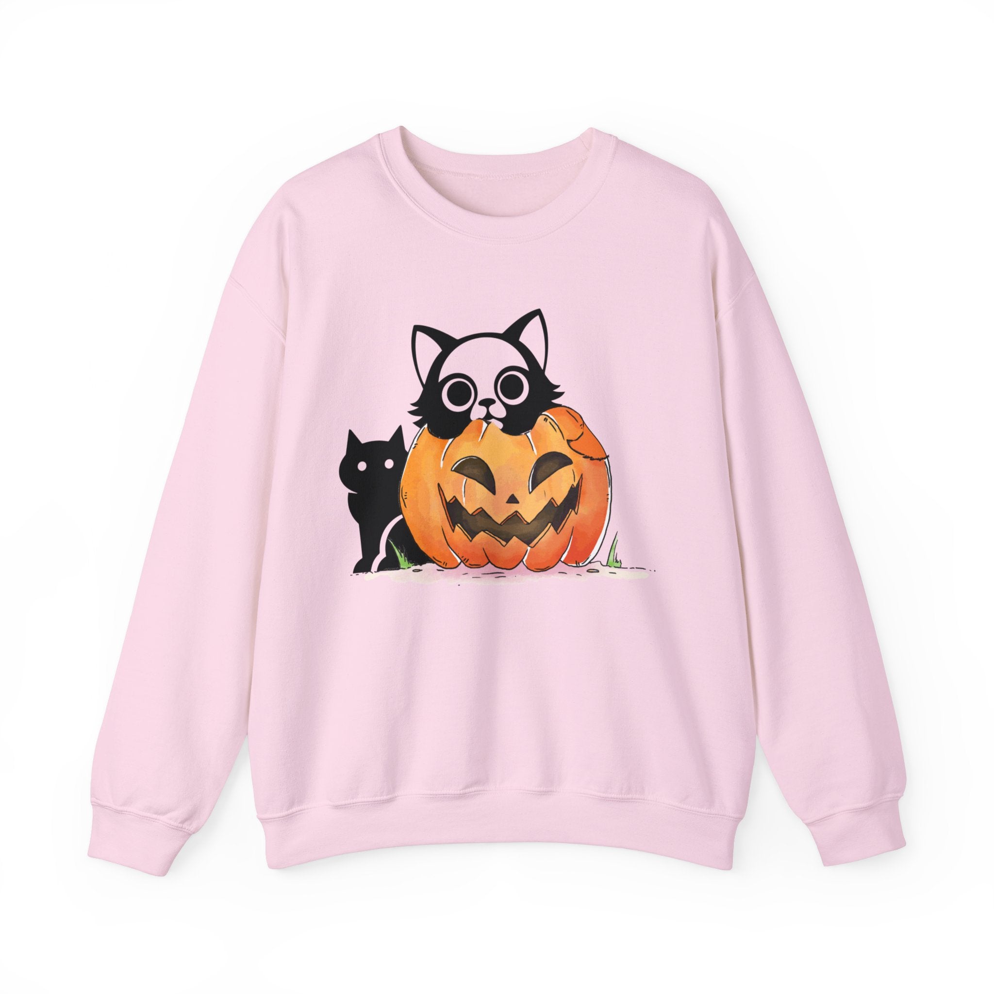 Black Cat Pumpkin Sweatshirt, Halloween Sweatshirt, Pumpkin shirt, Fall Sweatshirt for Women, Halloween Crewneck, Spooky Season, Bat top