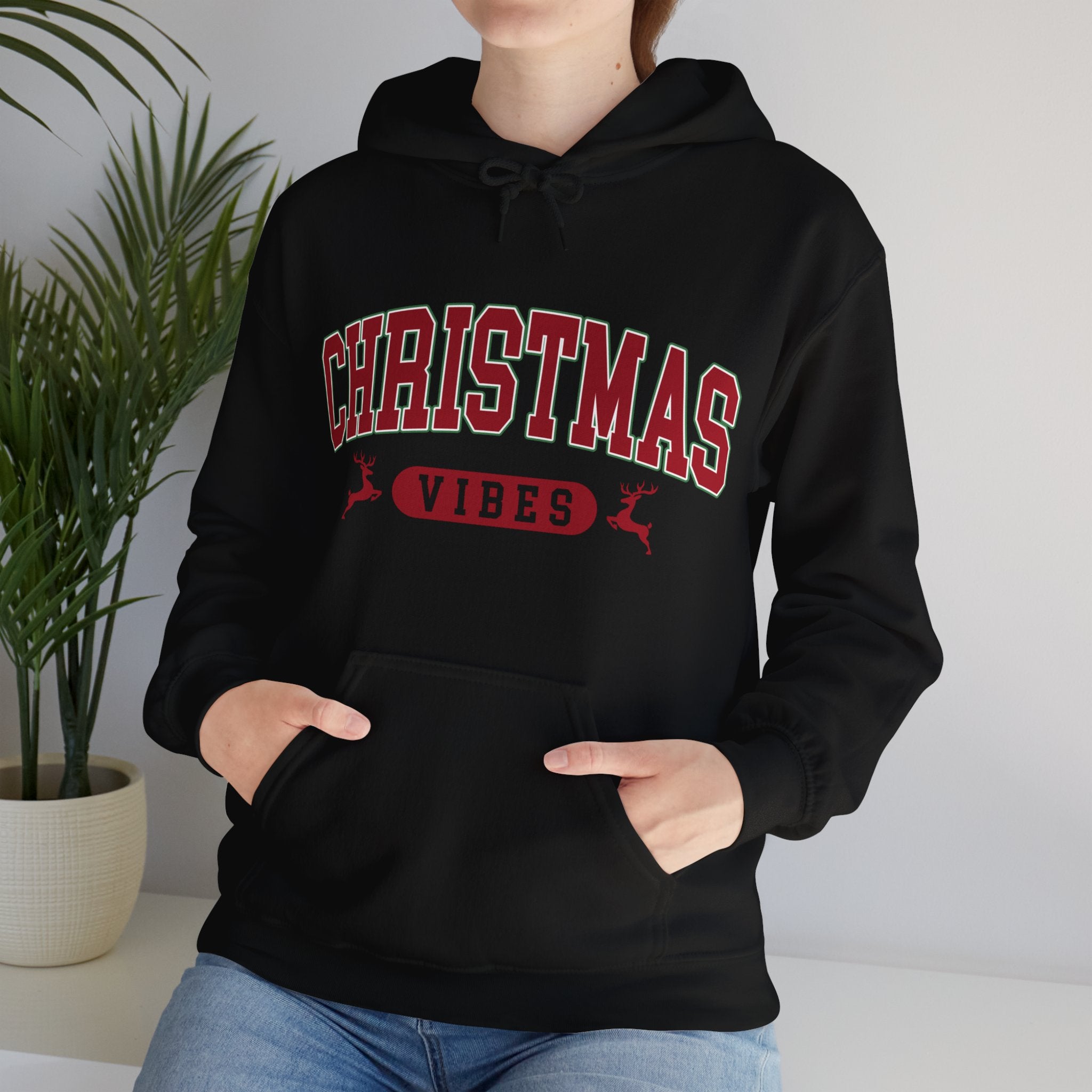 Retro Christmas Vibes Hoodie, Womens Christmas Hoodie, Holiday Sweater, Cute Christmas Hooded Sweatshirt, Christmas Gift, Winter Shirt