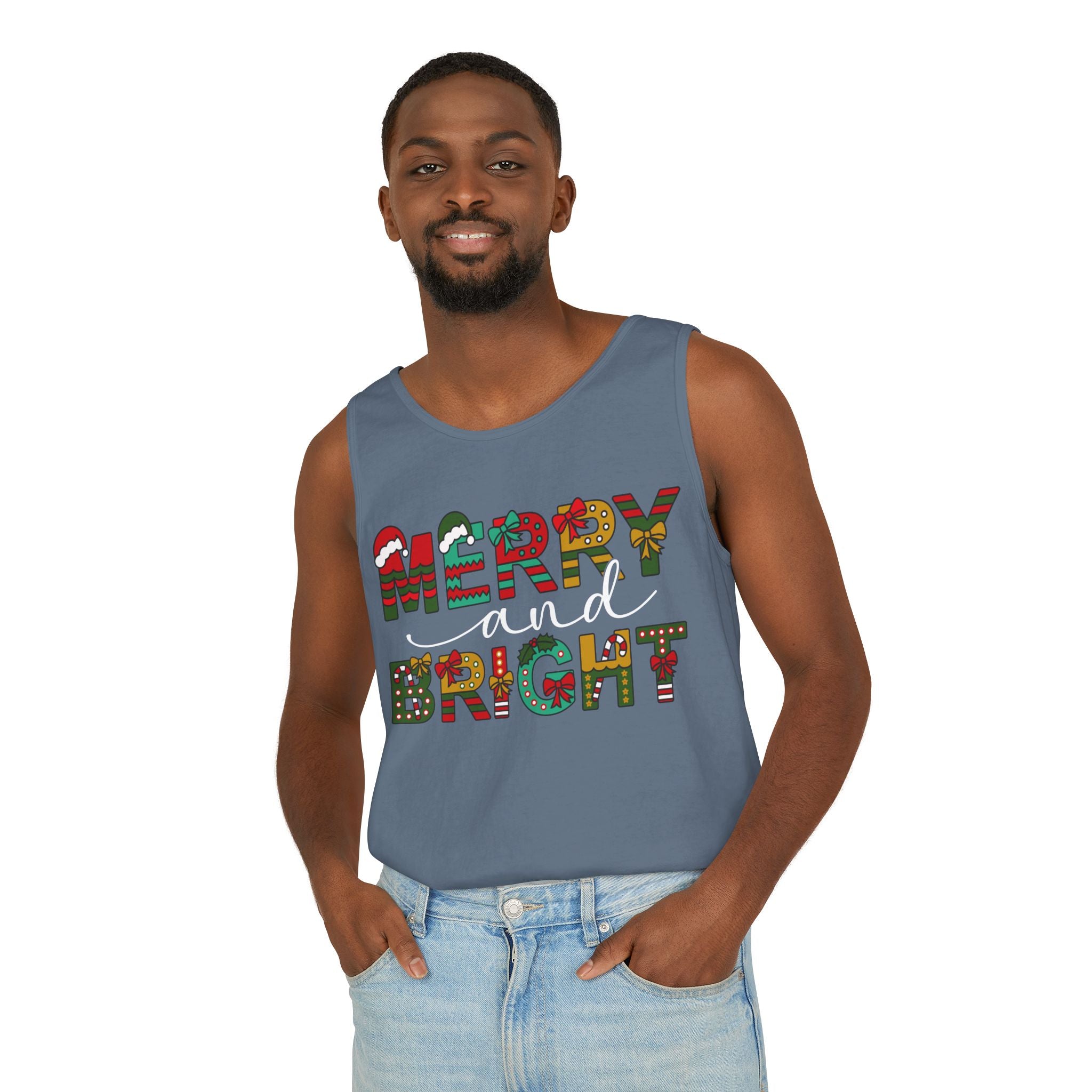 Merry and Bright Tank Top, Merry and Bright Christmas Tank Top, Holiday Shirt for Women, Unique Holiday Gift, Christmas Party Outfit, Xmas Shirts