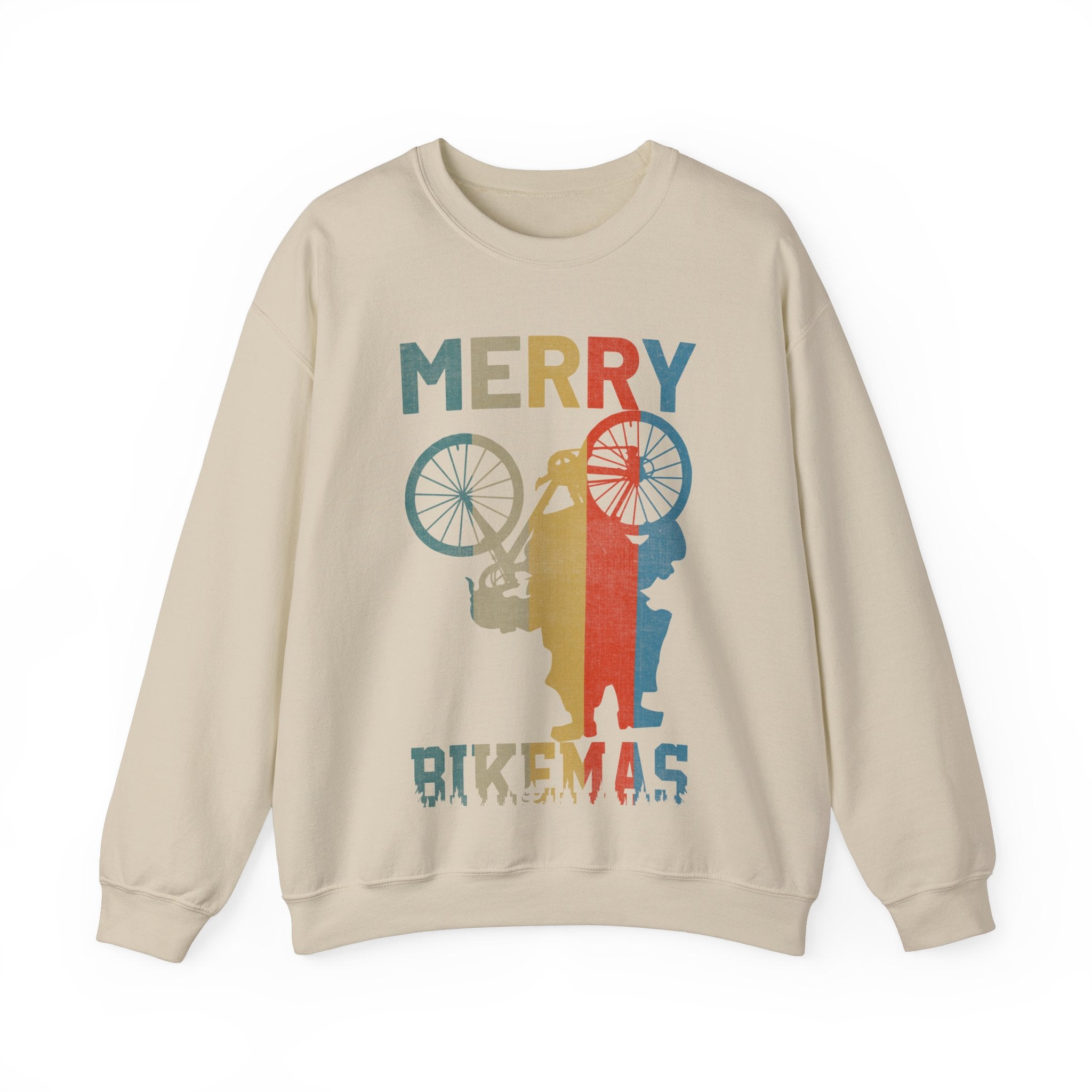 Retro Vintage Christmas Cyclist Sweatshirt, Merry Bikemas Shirt, Christmas Sweatshirt, Holiday shirt, Holiday Gifts