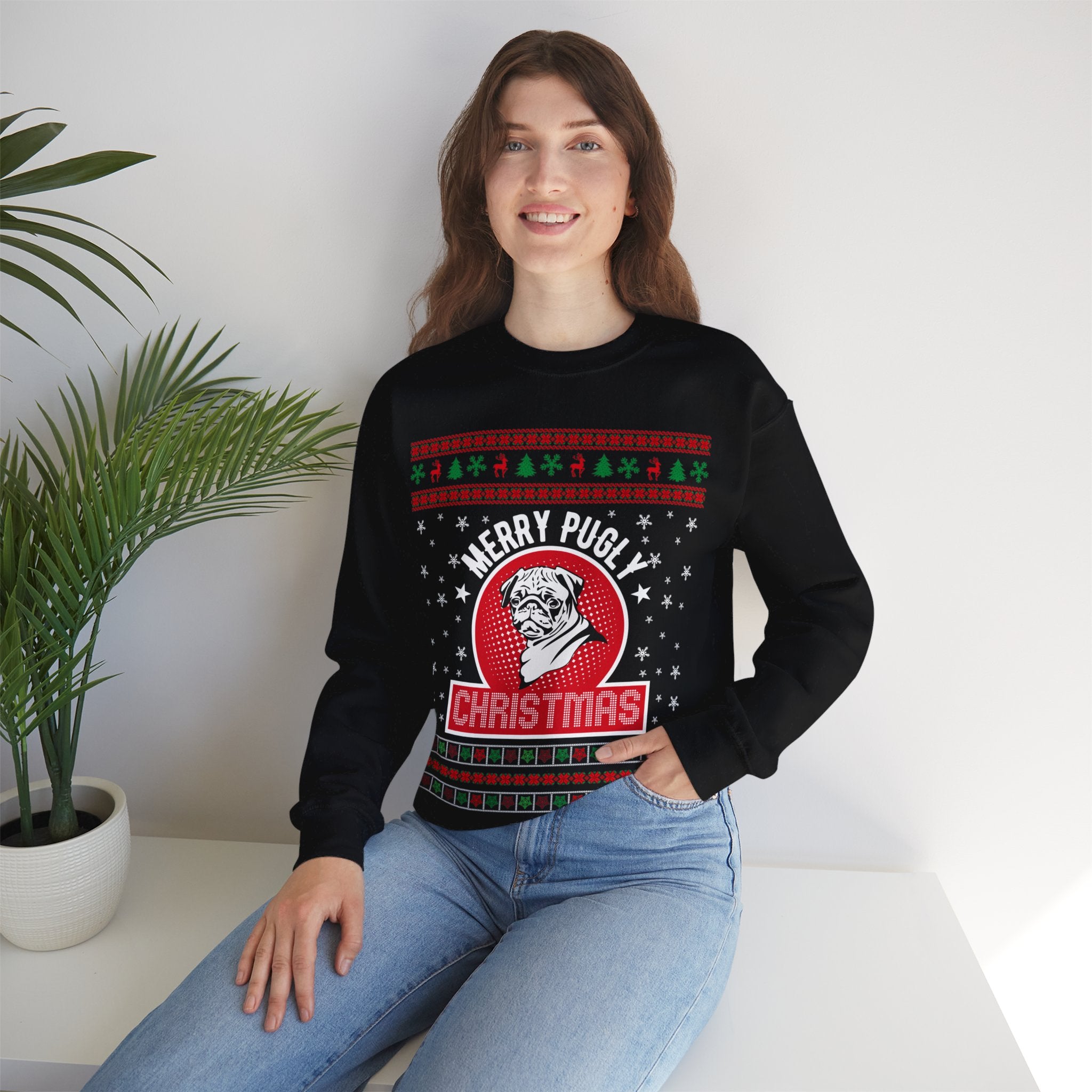 Ugly Pug Christmas Sweatshirt, Pug Christmas Sweater, Xmas Gift For Dog Mom, Pug Lover Jumper