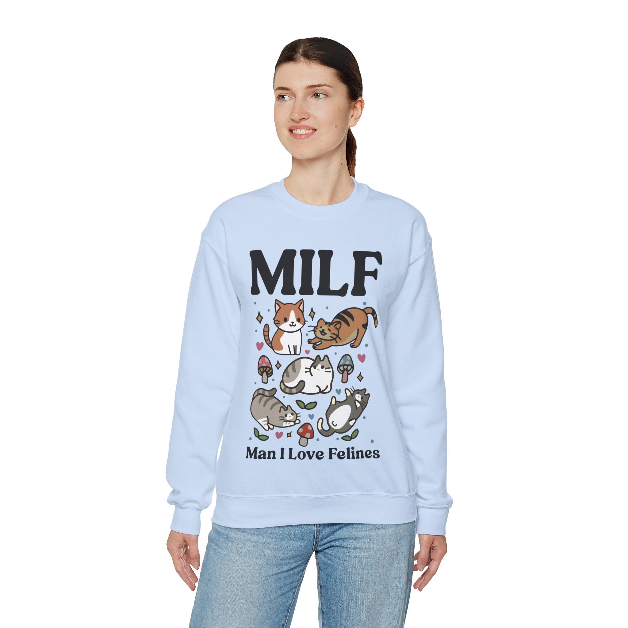 MILF Funny Sweatshirt, Man I Love Felines, Cat Lover Gift, Cat Lover Shirt, Cat Person Gifts, Cat Person Shirt, Mom Shirt Gift, Retro Cat Sweater