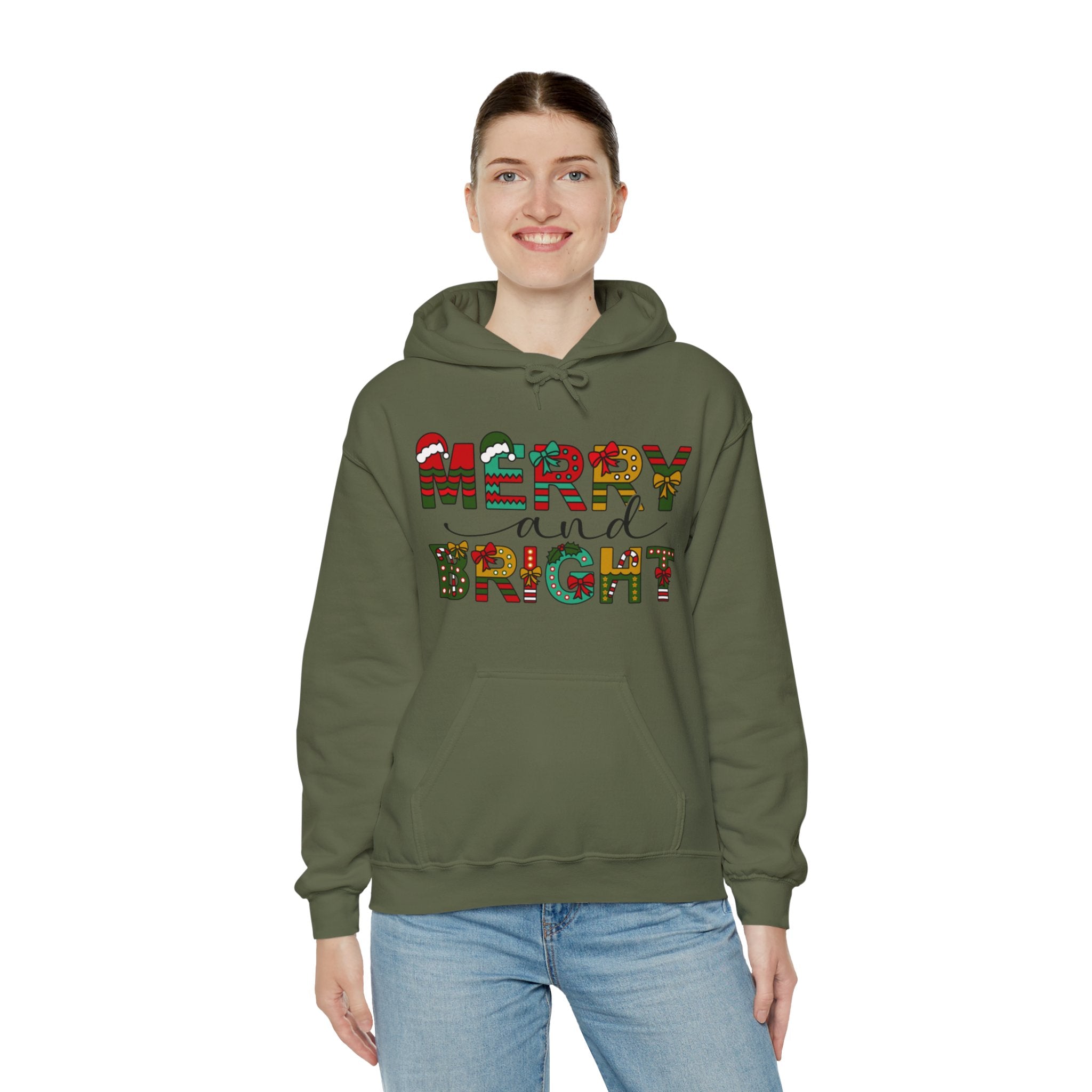 Merry And Bright Hoodie, Christmas Hoodie, Christmas Women Hoodie, Christmas Family Hoodie, Christmas Shirt, Christmas Matching Hoodie