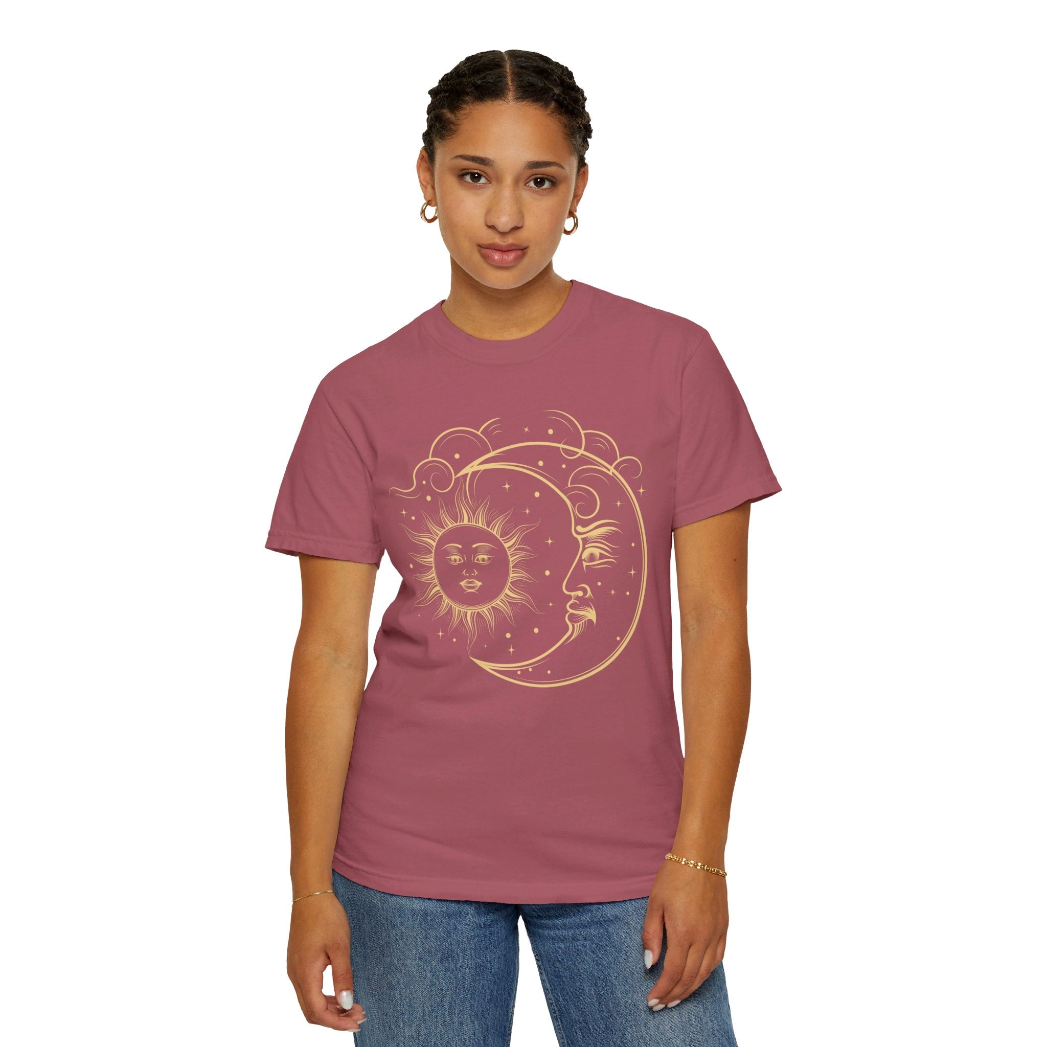 Celestial Sun Moon Shirt, Mystical Sun Moon T shirt, Boho Vintage Feel Celestial Sun Moon Shirt, Moon Phases Gift, Boho Sun Shirt