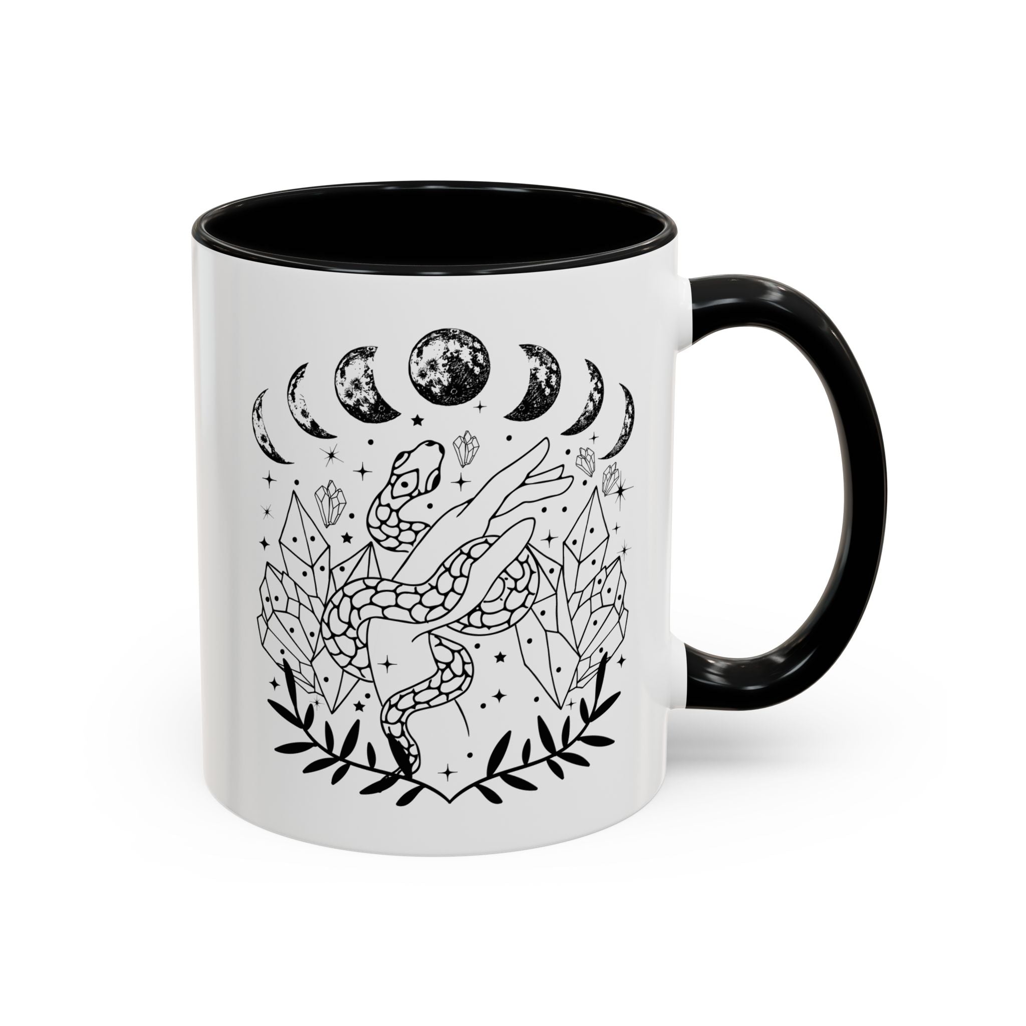 Celestial Snake Coffee Mug, Moon Phase Snake Mug, Coffee Mug, Unique Mystic Coffee Cup