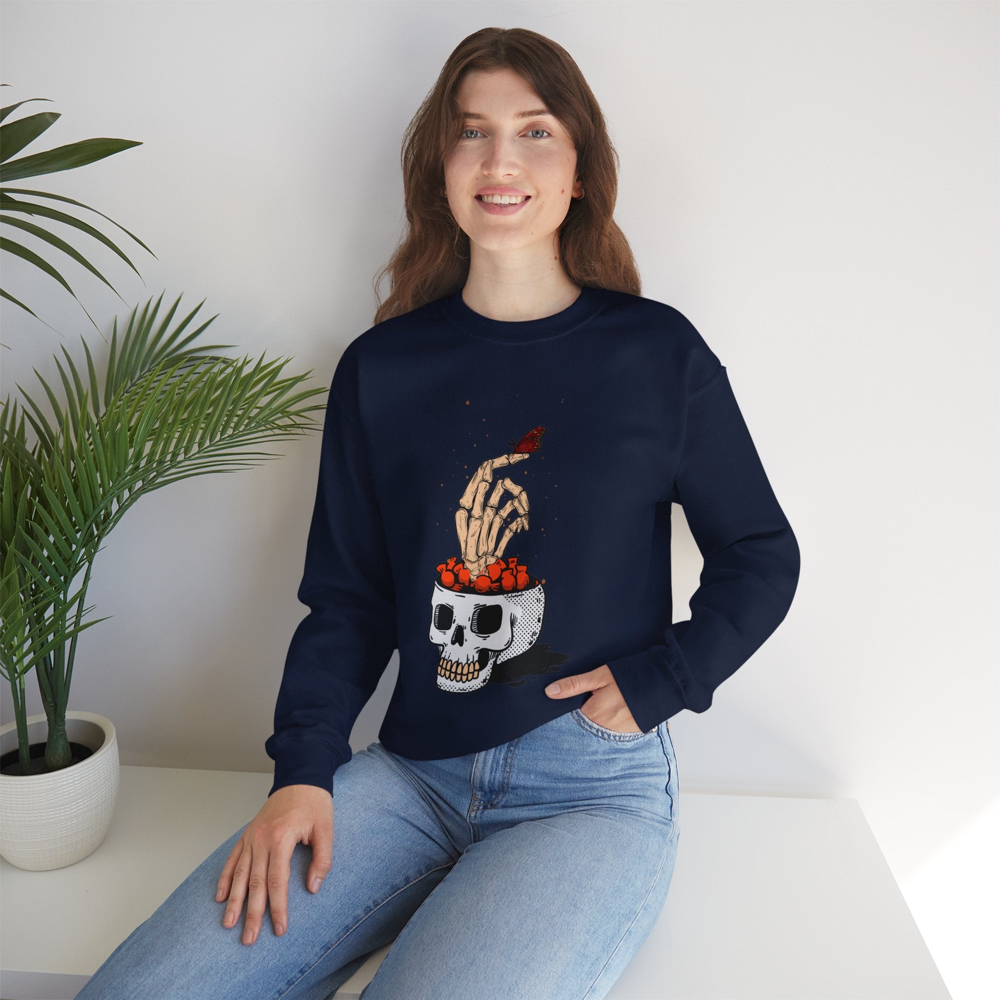 Skull skeleton hand halloween Sweatshirt, Skeleton Hand T-Shirt, Skeleton Shirt, Horror Gift, Skeleton Rock Tee, Rock and Roll Shirt